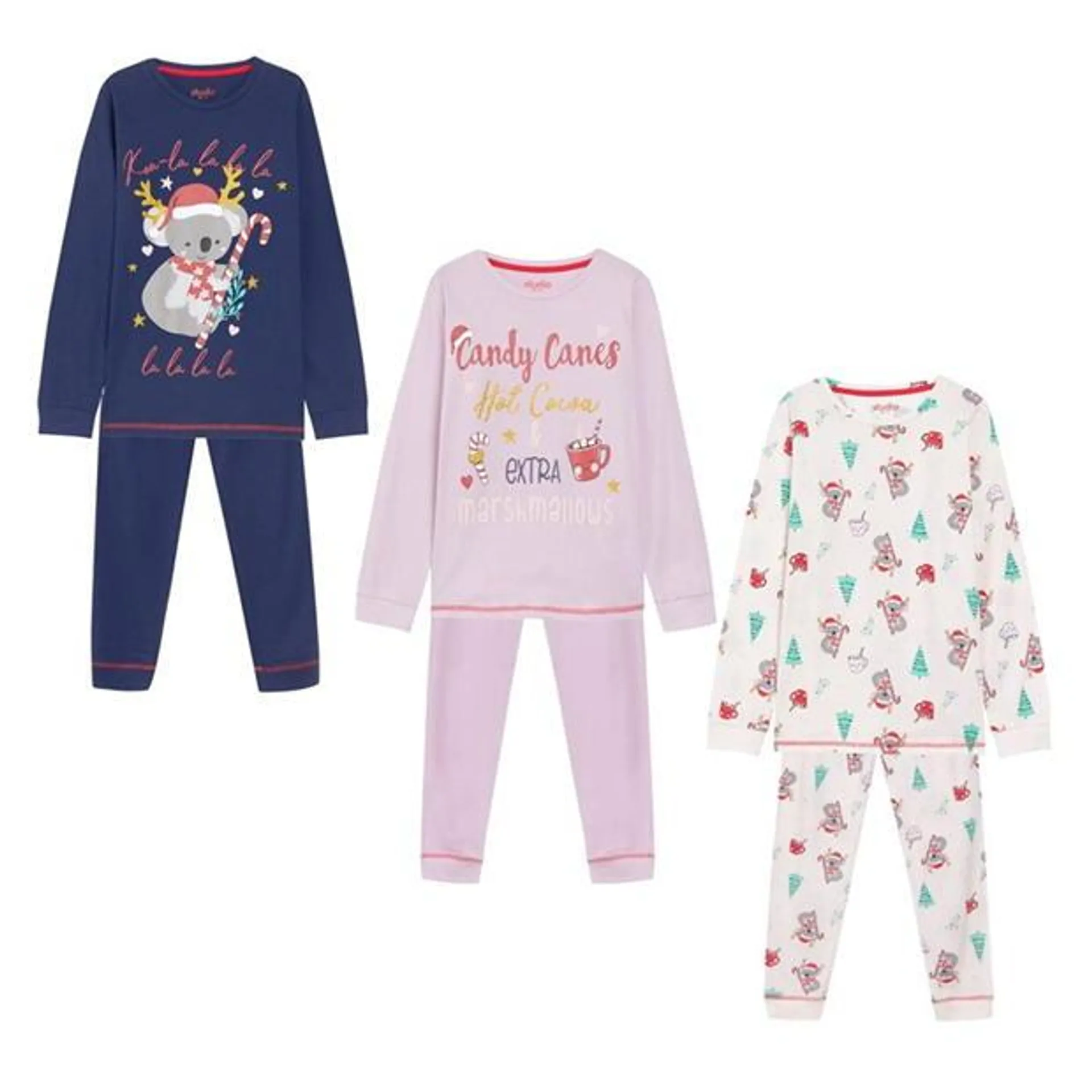 Older Girls 3 Pack Christmas Koala Pjs