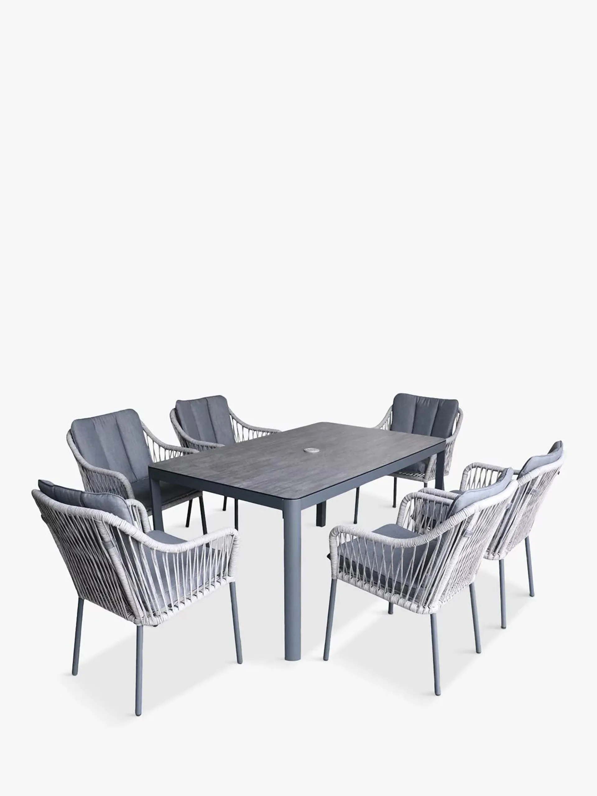 Bali 6-Seater Rectangular Garden Dining Table & Chairs Set, Grey12024-125624