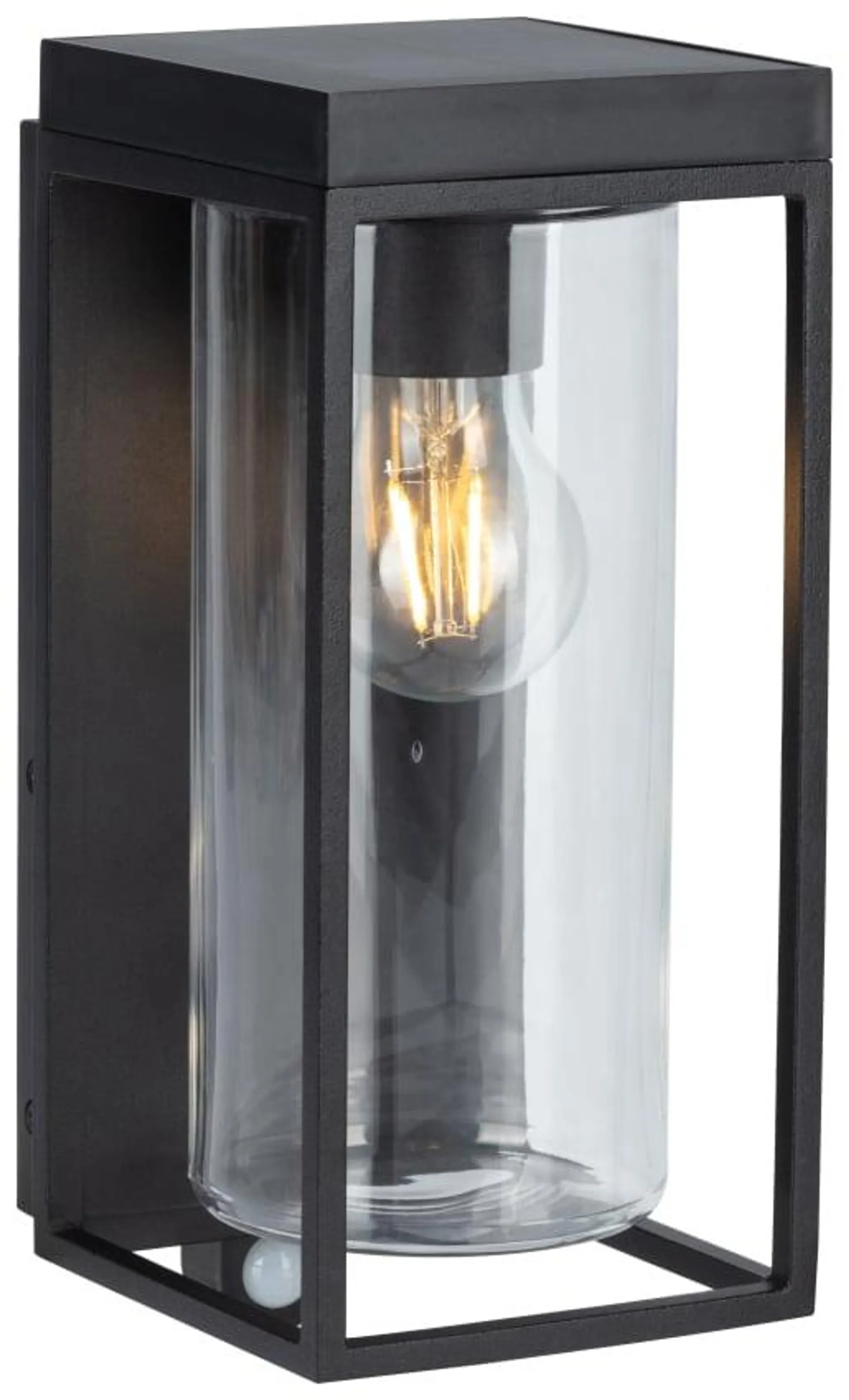 Lutec IP44 Flair Solar Integrated LED PIR Wall Light - Black