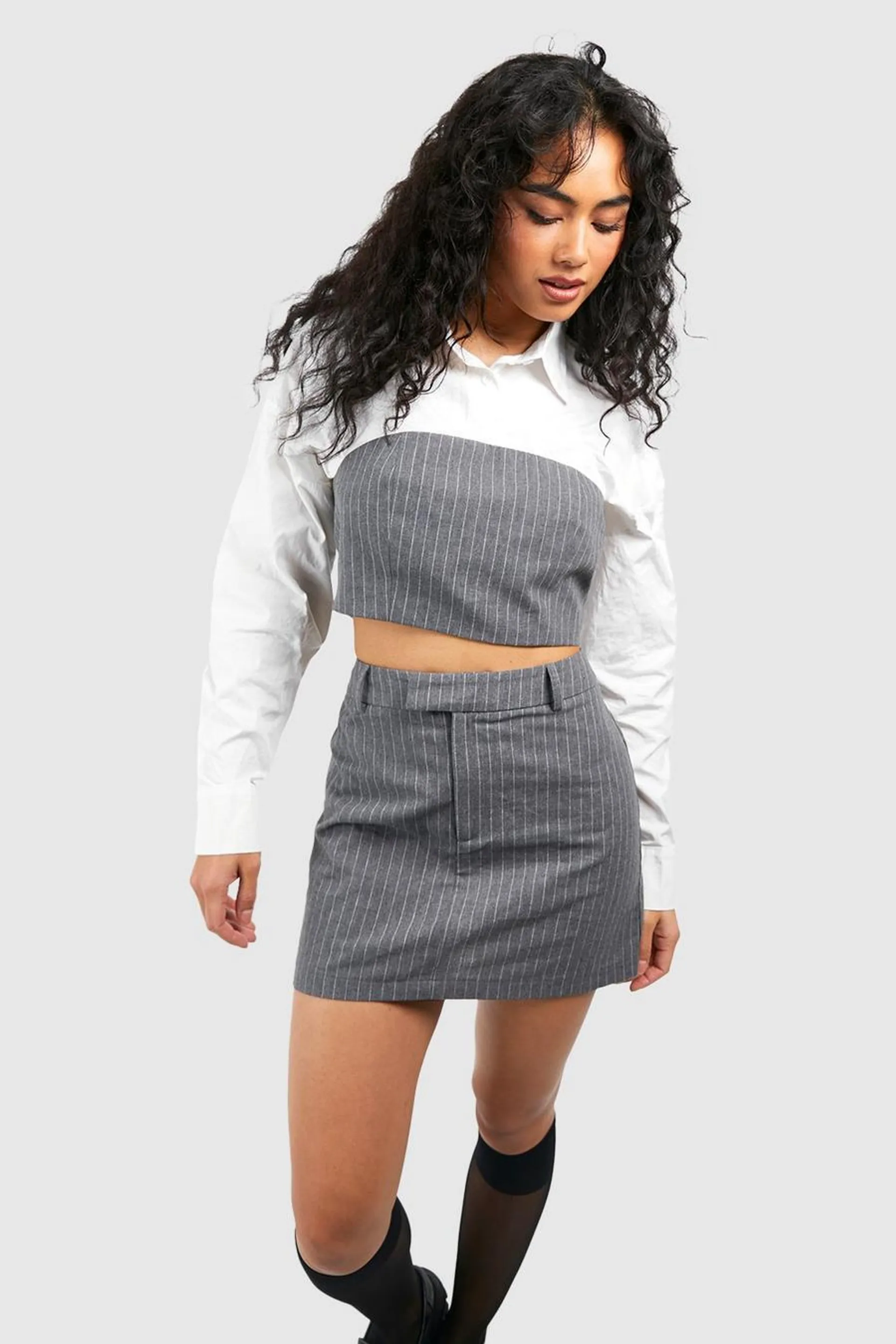 Marl Pinstripe Mini Skirt