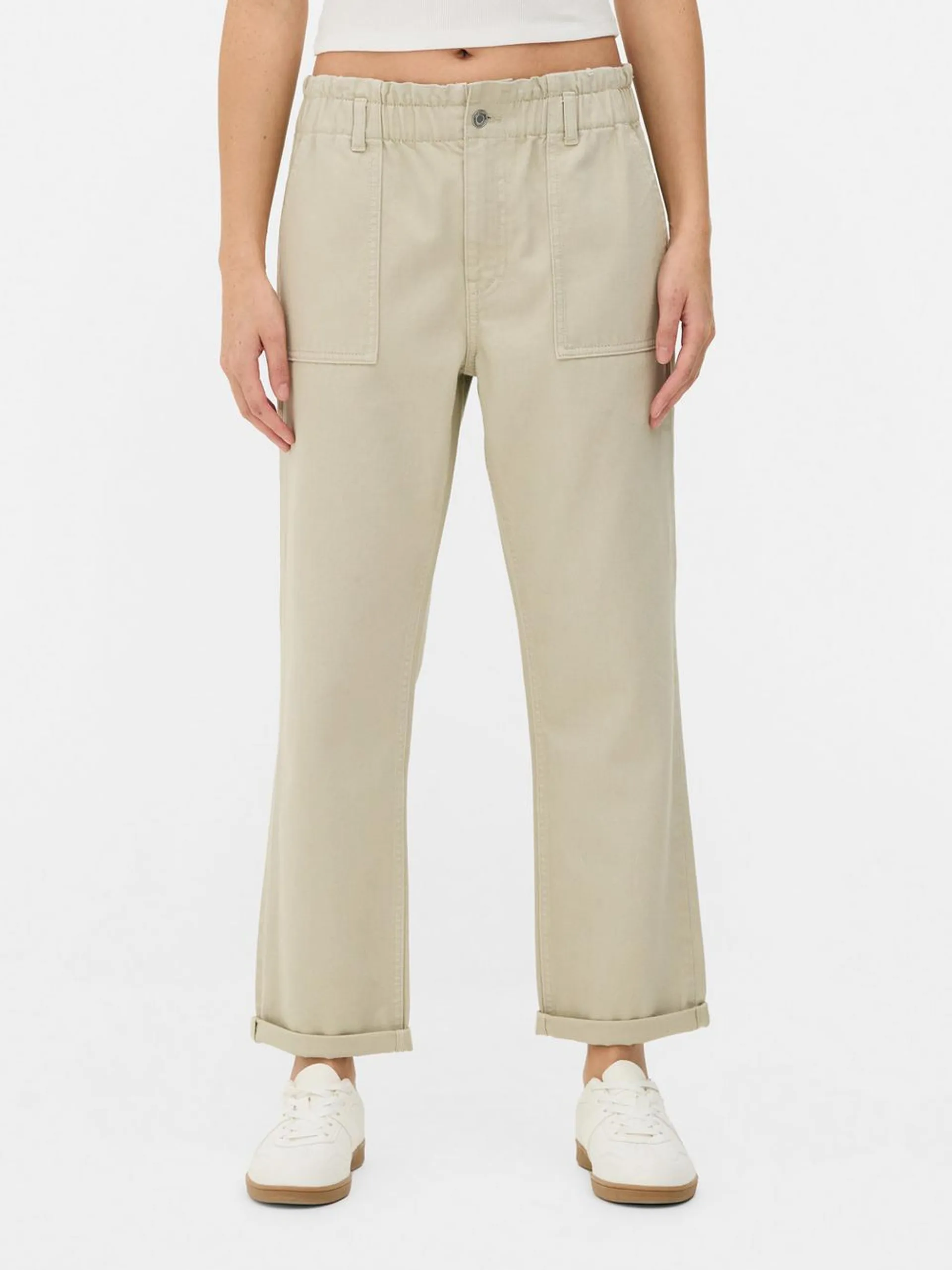 Paperbag Waist Cotton Trousers