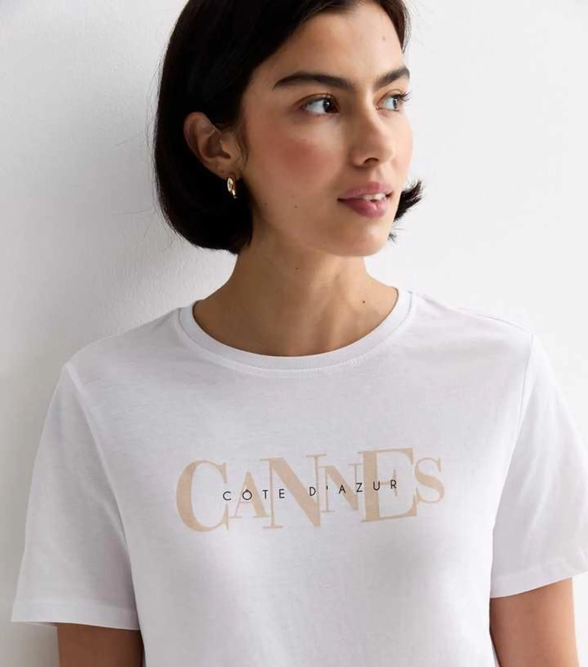 White Cannes Cotton T-Shirt