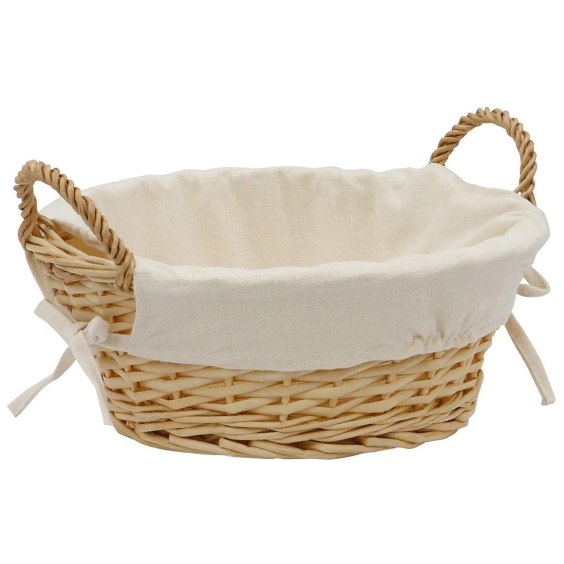 JVL Acacia Honey Round Willow Storage Basket with Lining 6.5L