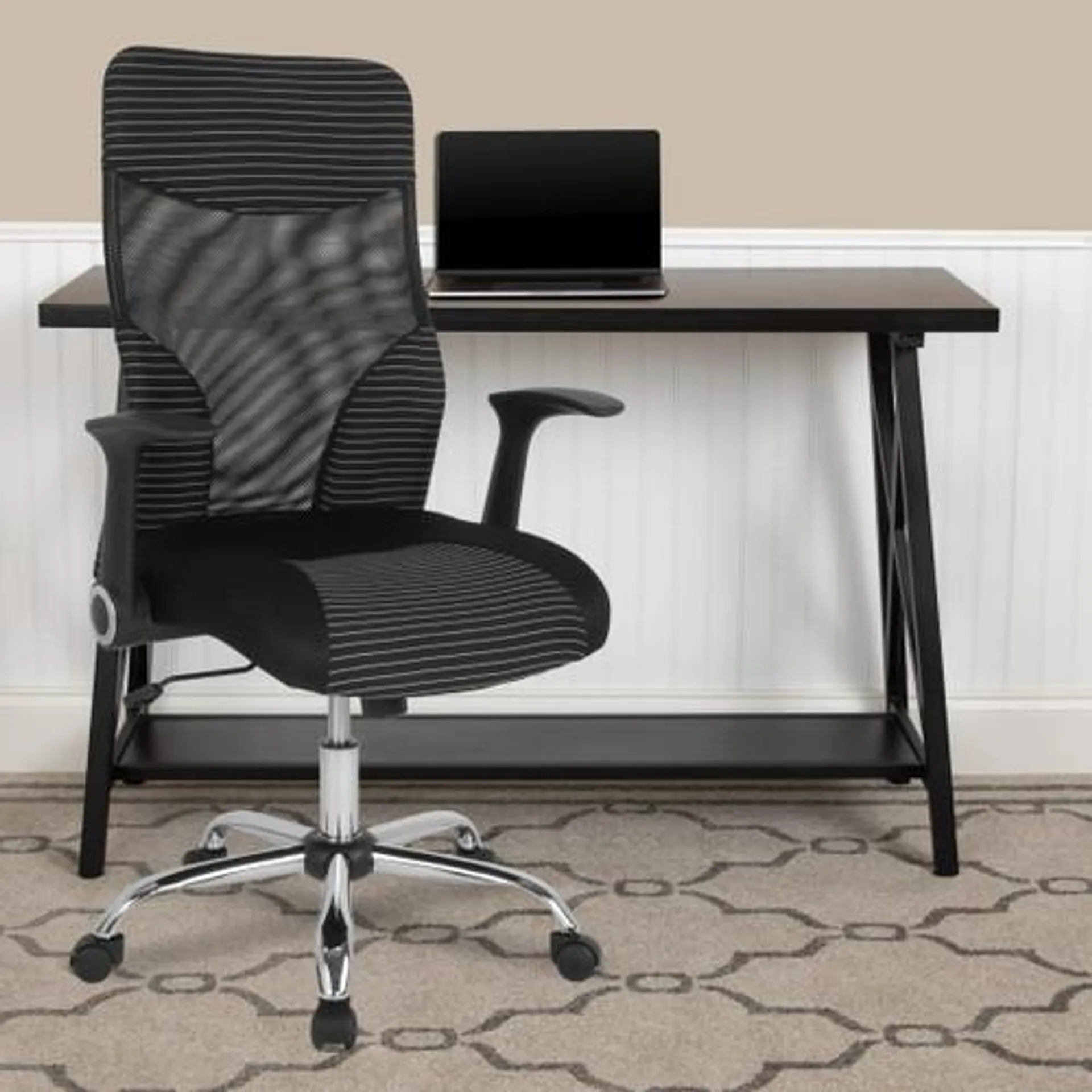 Milford High Back Ergonomic Office Chair with Contemporary Mesh Design in Black and White - LFW83AGG