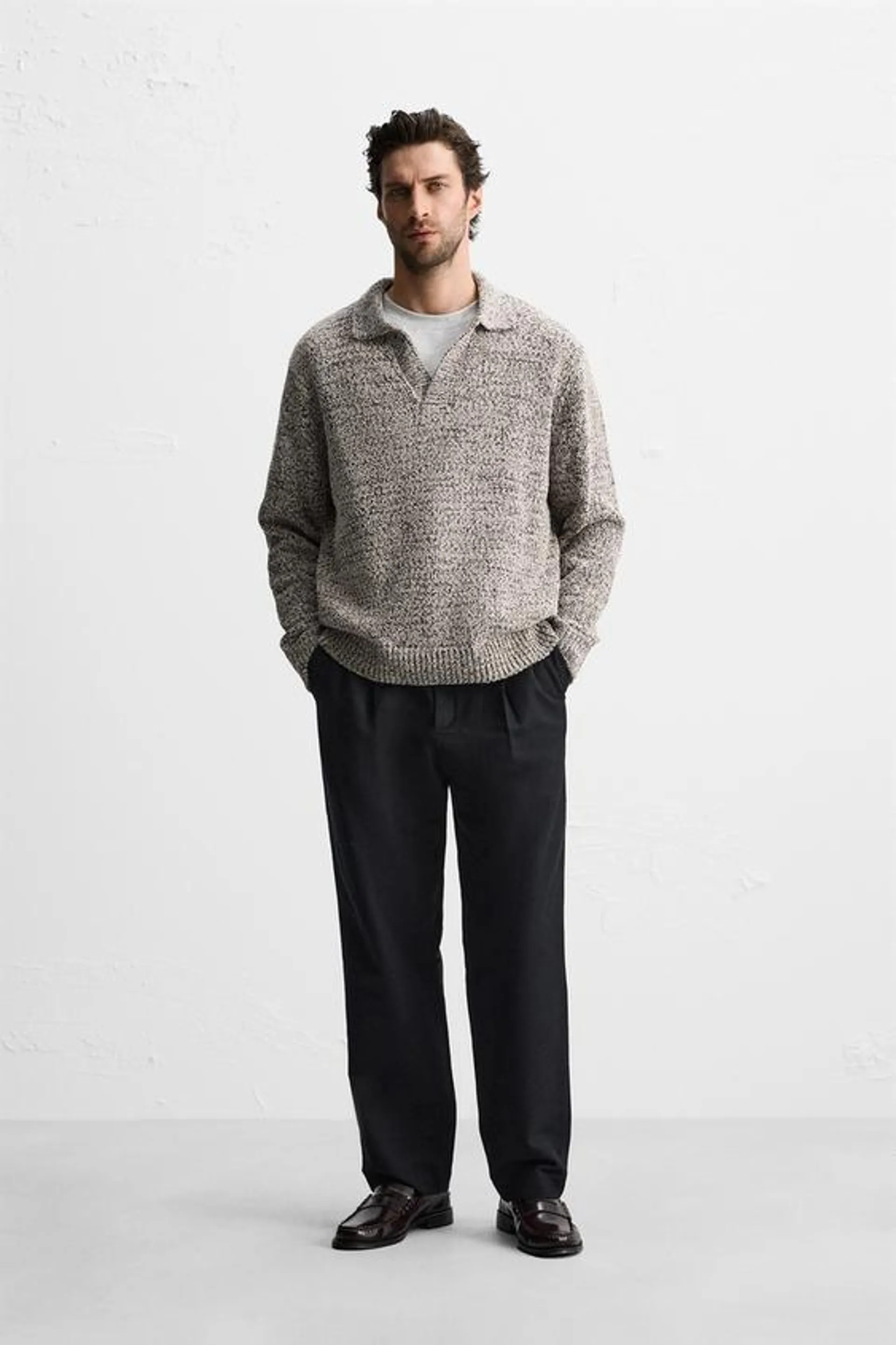 TEXTURED STRUCTURED KNIT POLO