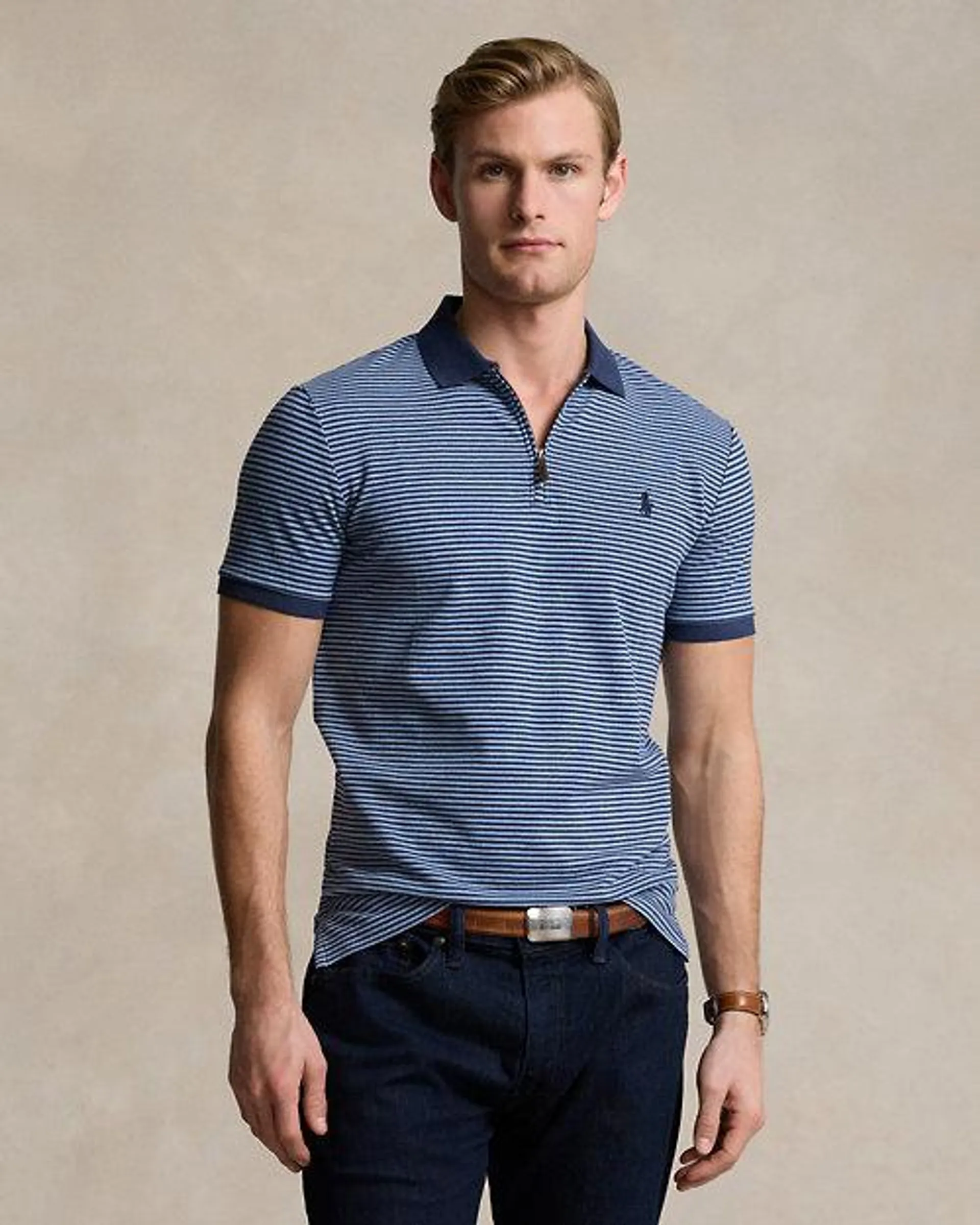 Custom Slim Fit Stretch Mesh Polo Shirt