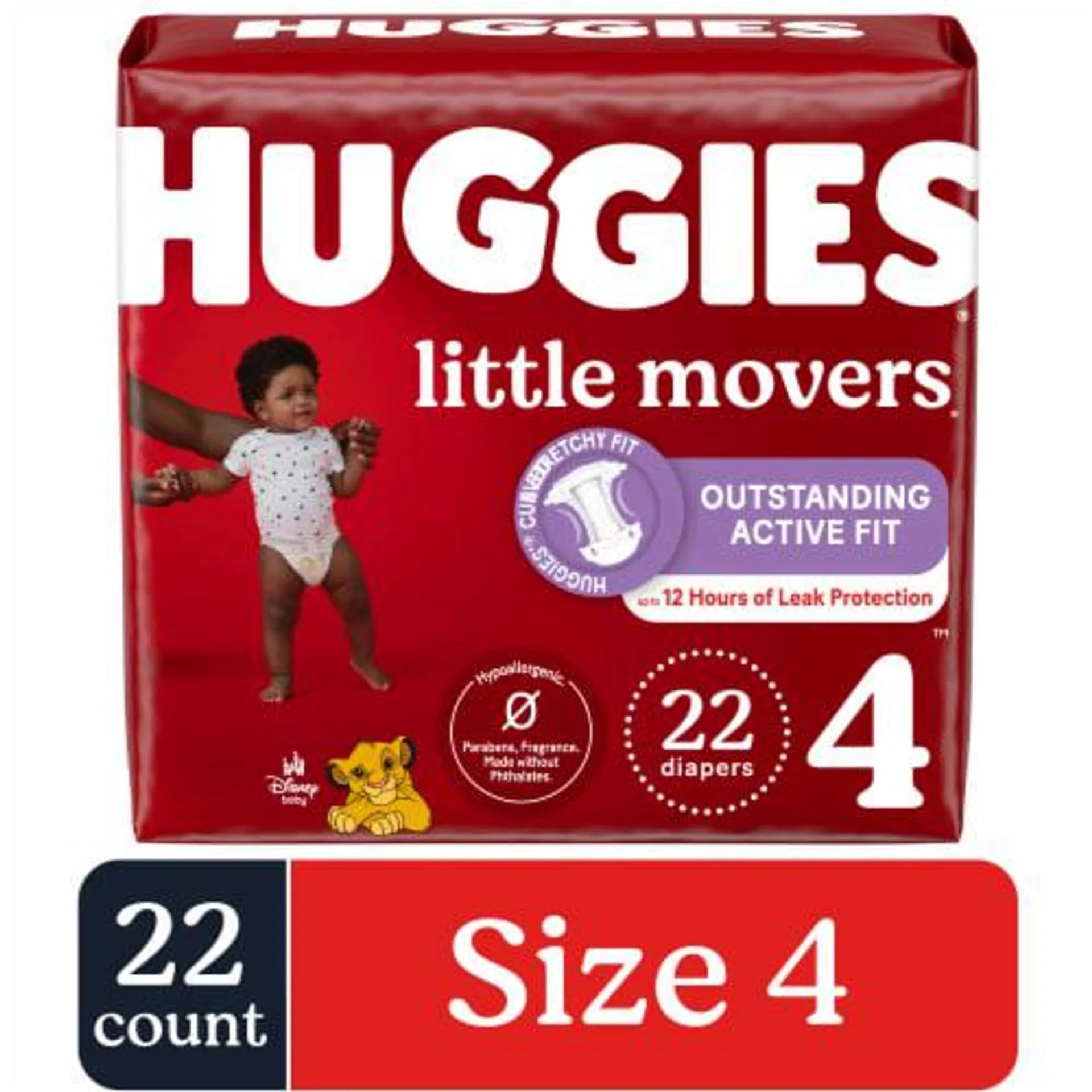 Huggies Little Movers Baby Diapers Size 4 (22-37 lbs)