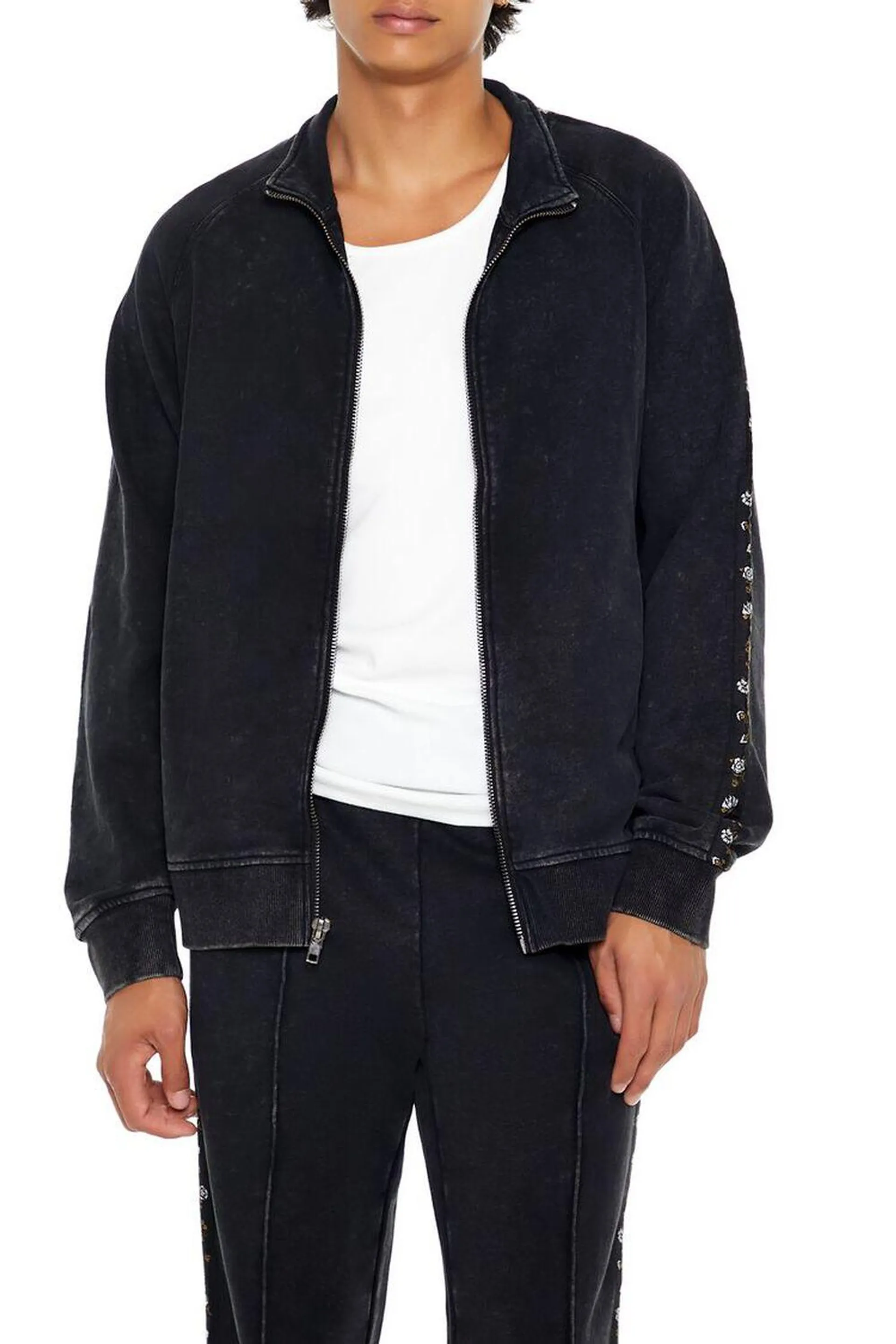 Washed French Terry Zip-Up Jacket