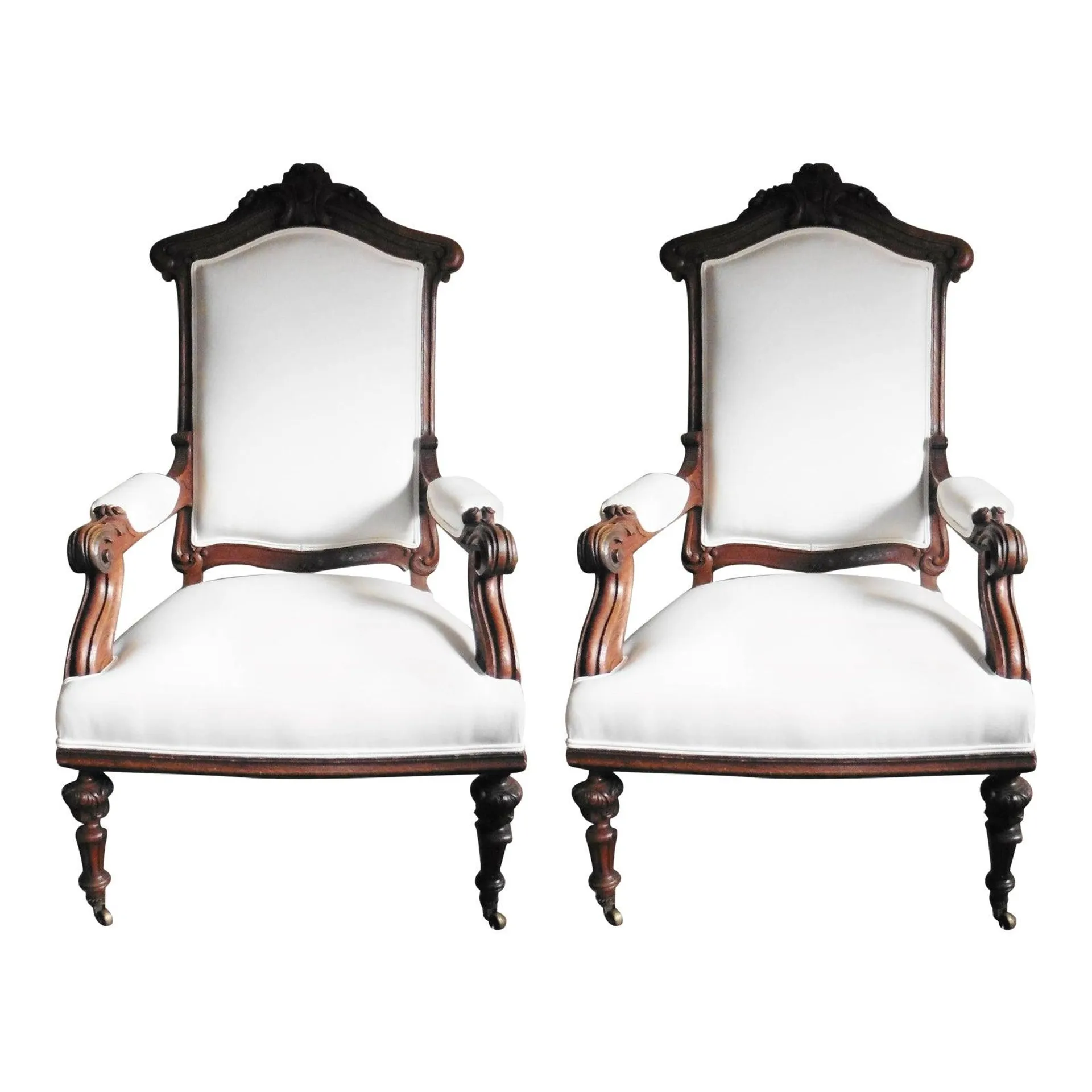 French Large Oak Armchairs, circa 1880 - a Pair