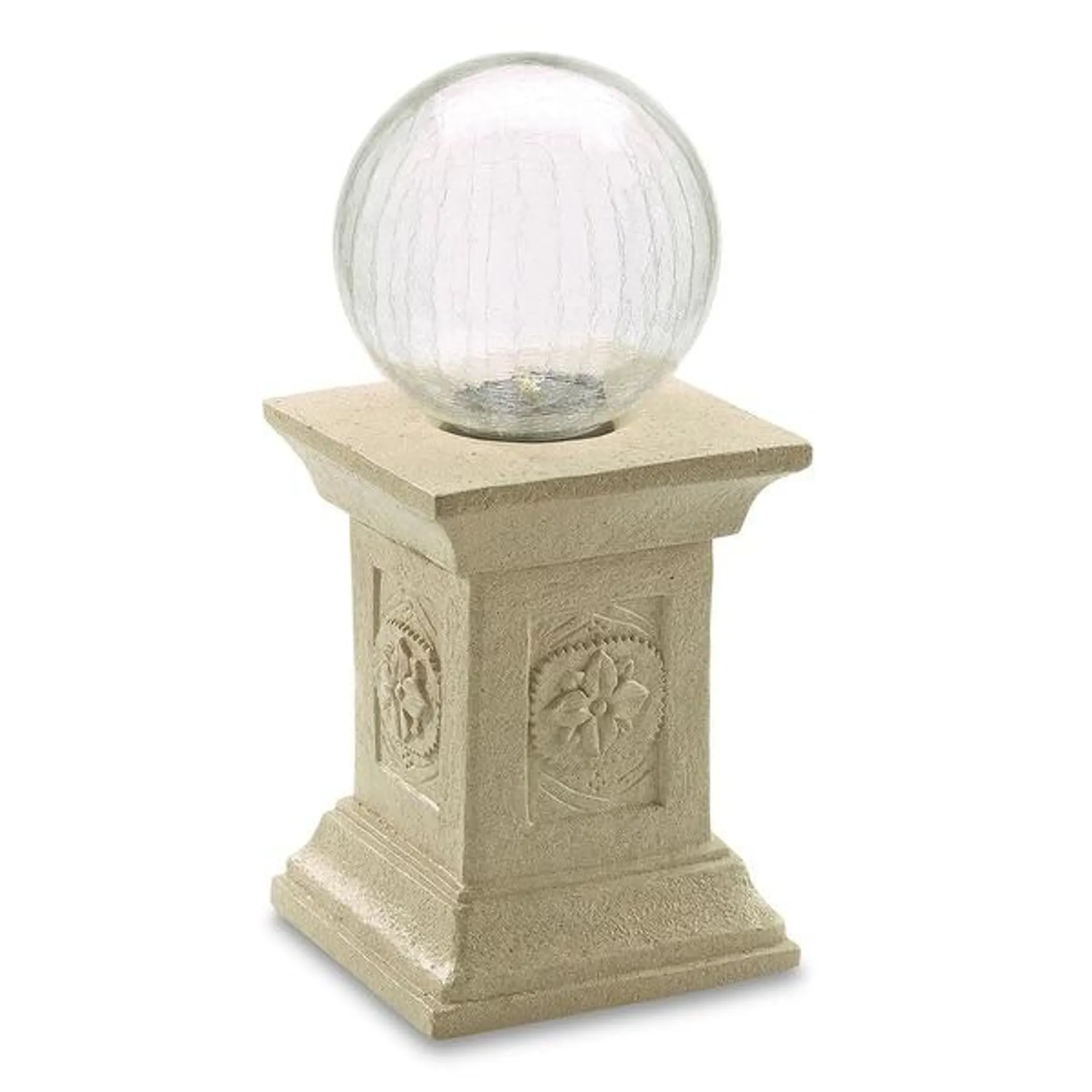 Crackled Glass Solar Gazing Ballwith Tuscan Pedestal