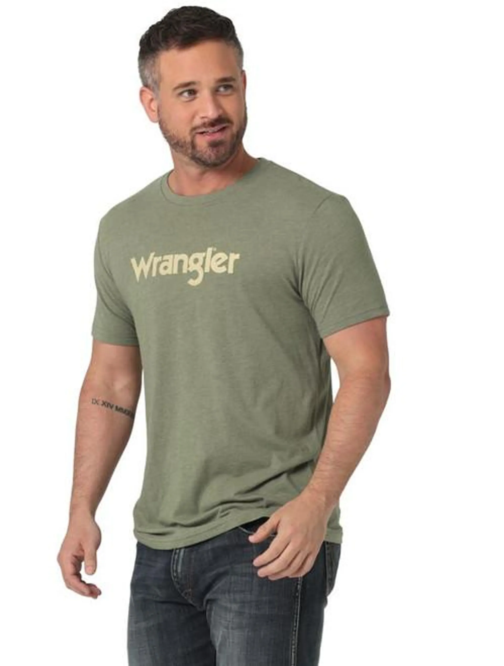 Wrangler Mens Green Logo Short Sleeve Tee