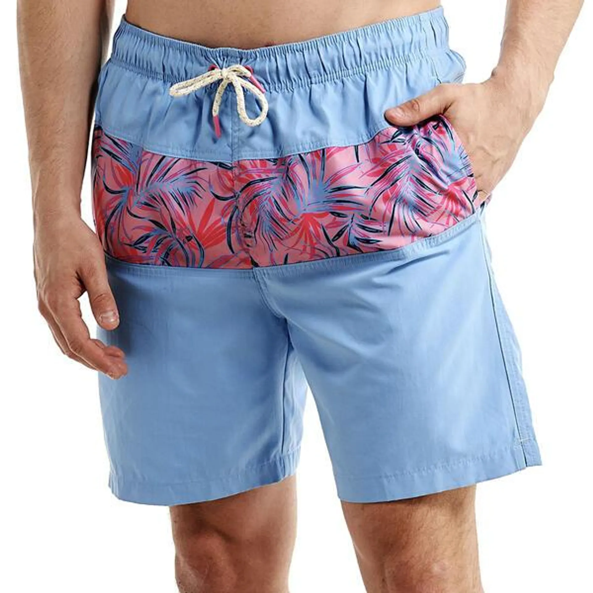 Mens Hawaiian Authentics Blocked Sandbar Floral Swim Trunks