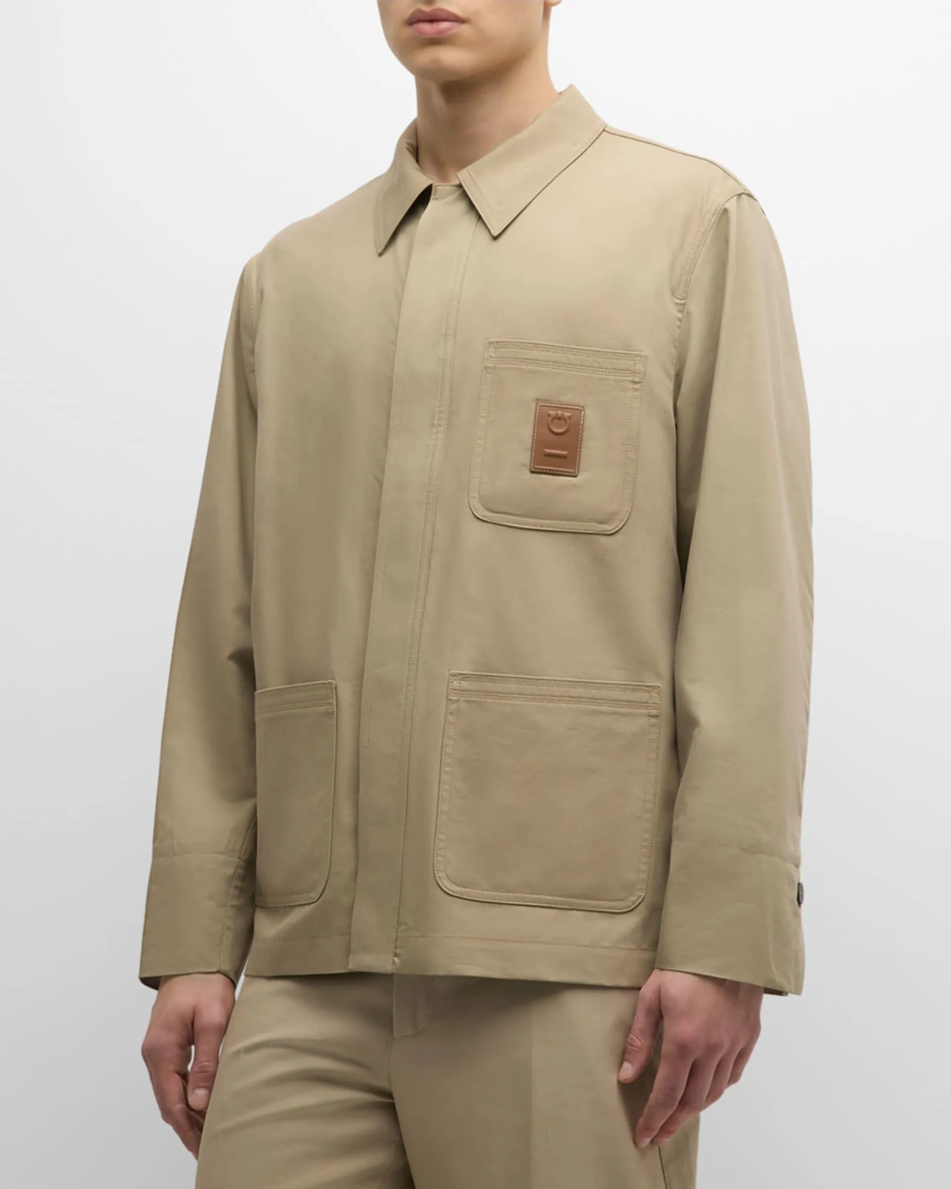 Men's Twill Overshirt with Patch Pockets