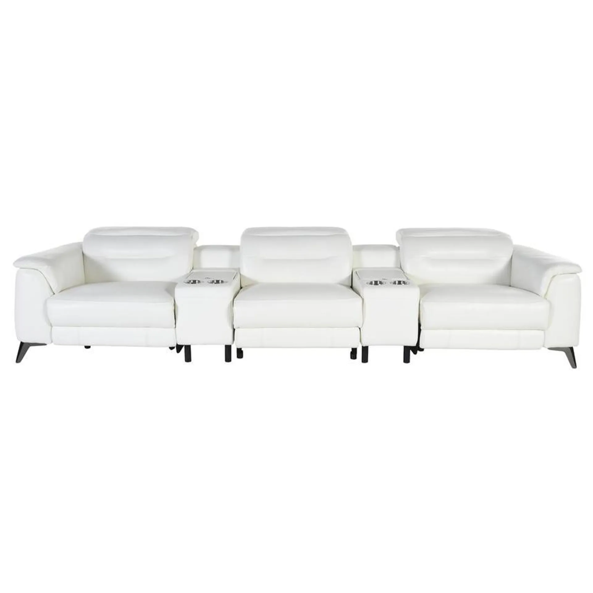 Anabel White Home Theater Leather Seating with 5PCS/3PWR