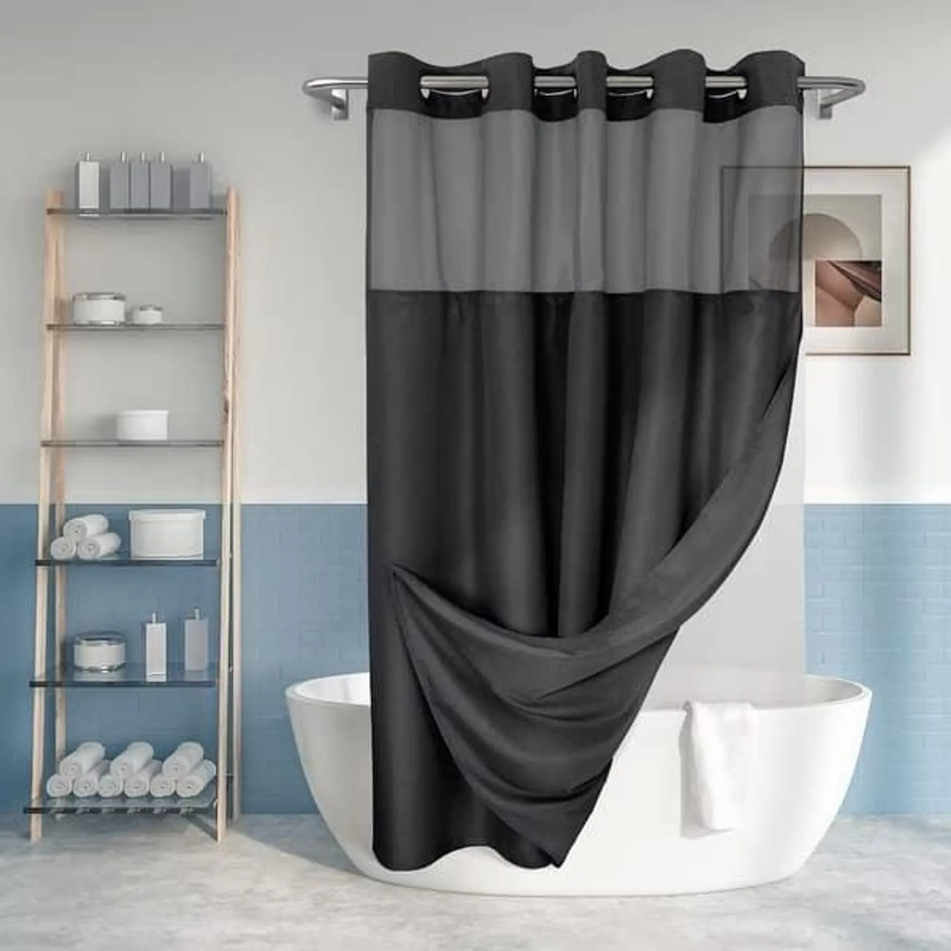 Textured Shower Curtain with Snap-in Liner