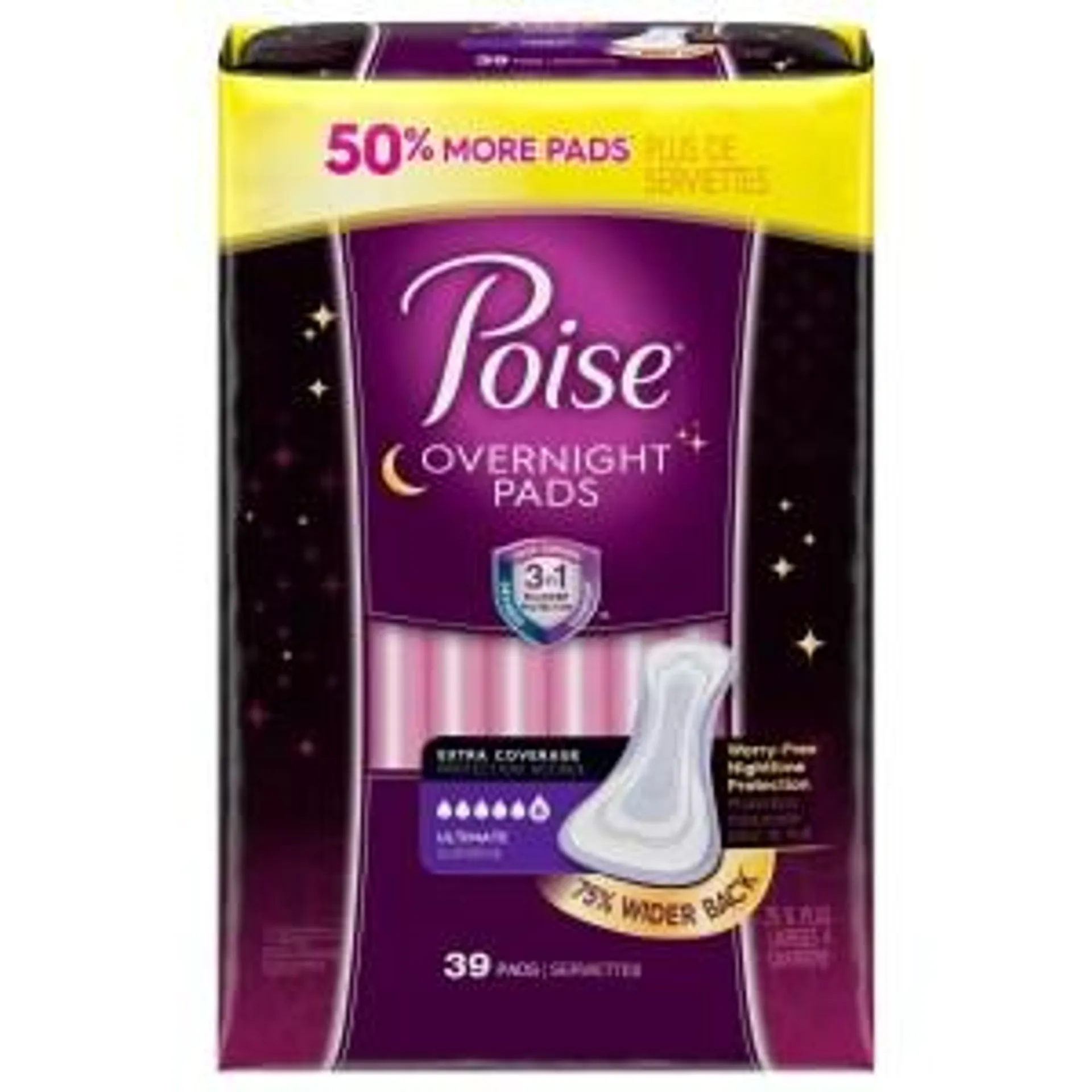 Poise Overnight Ultimate Pads, 39-ct. Packs