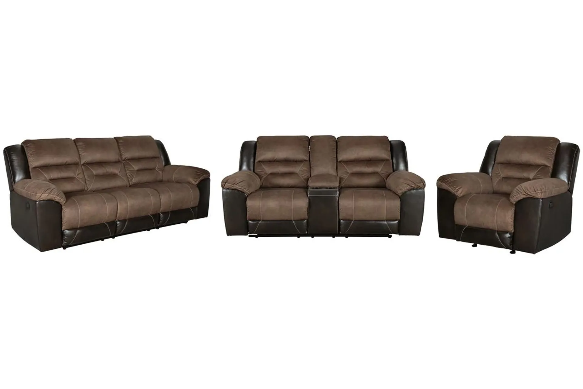 Earhart Manual Reclining Sofa, Loveseat and Recliner Set