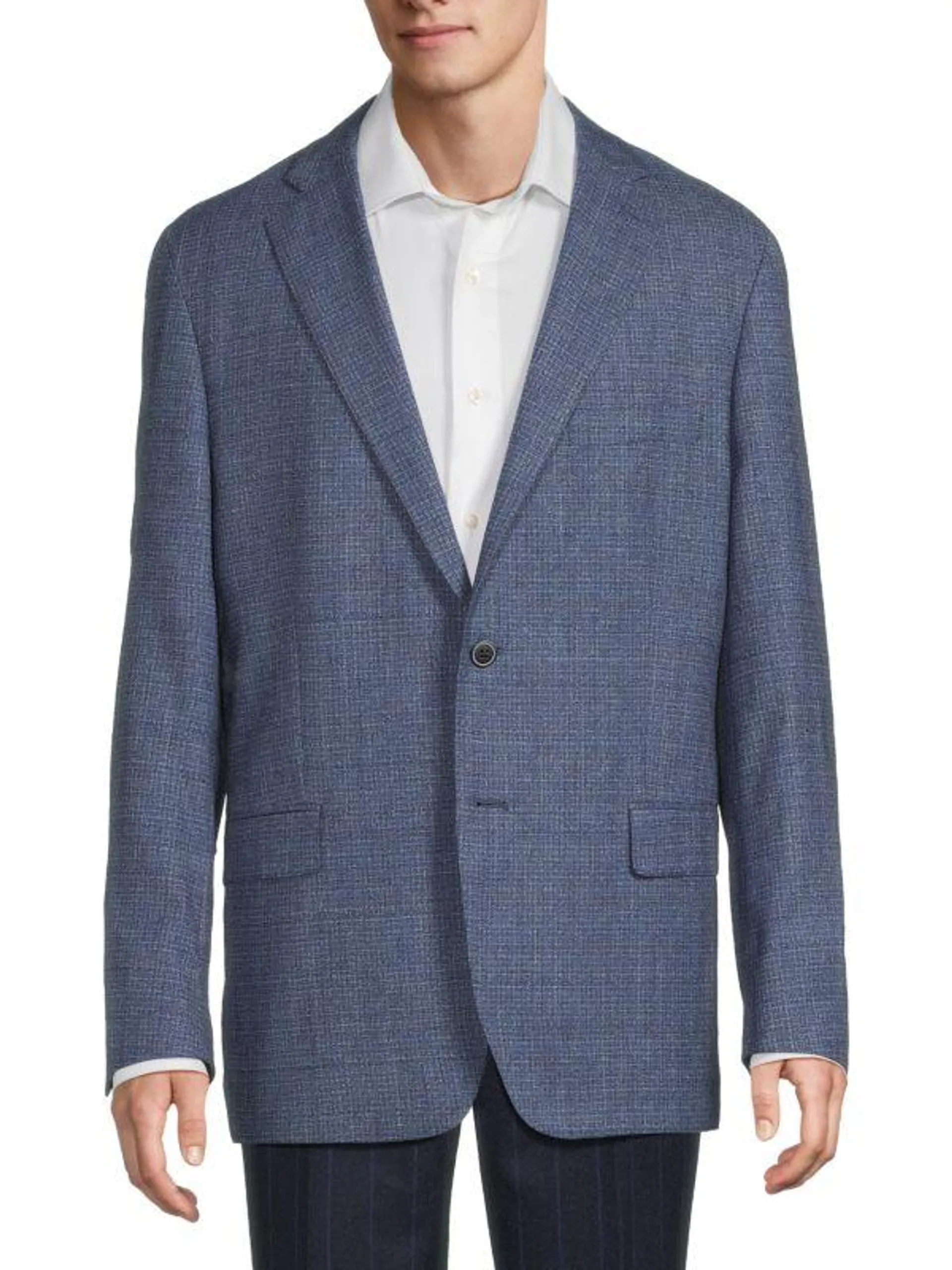 Textured Wool Blend Blazer