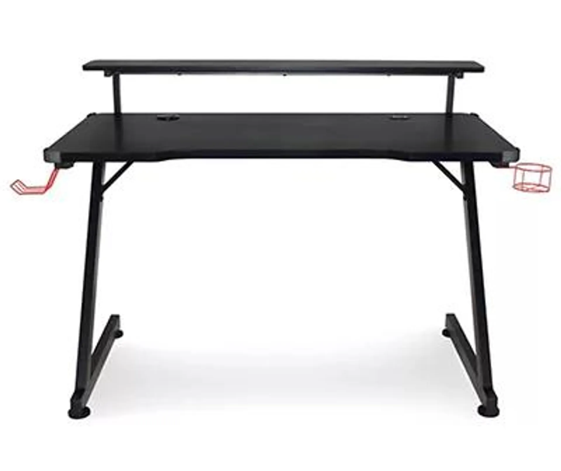 Black LED Gaming Desk with Riser