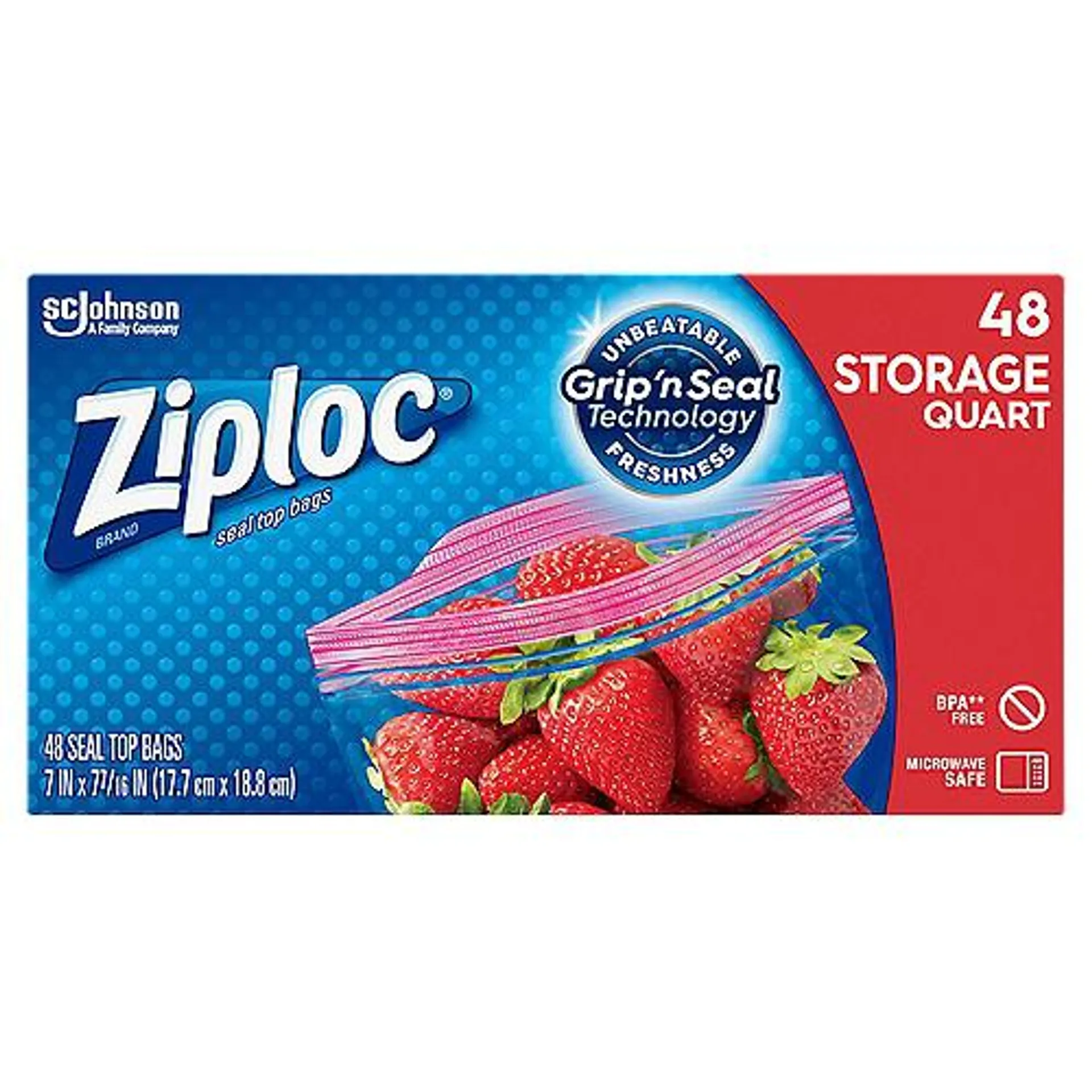 Ziploc Quart, Storage Bag, 48 Each