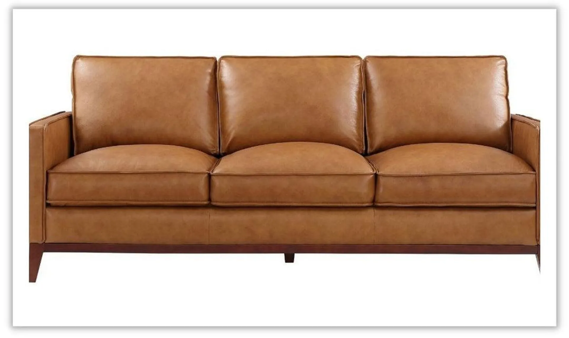 Leather Italia Newport 3-Seater Leather Sofa With Removable Cushions in Camel