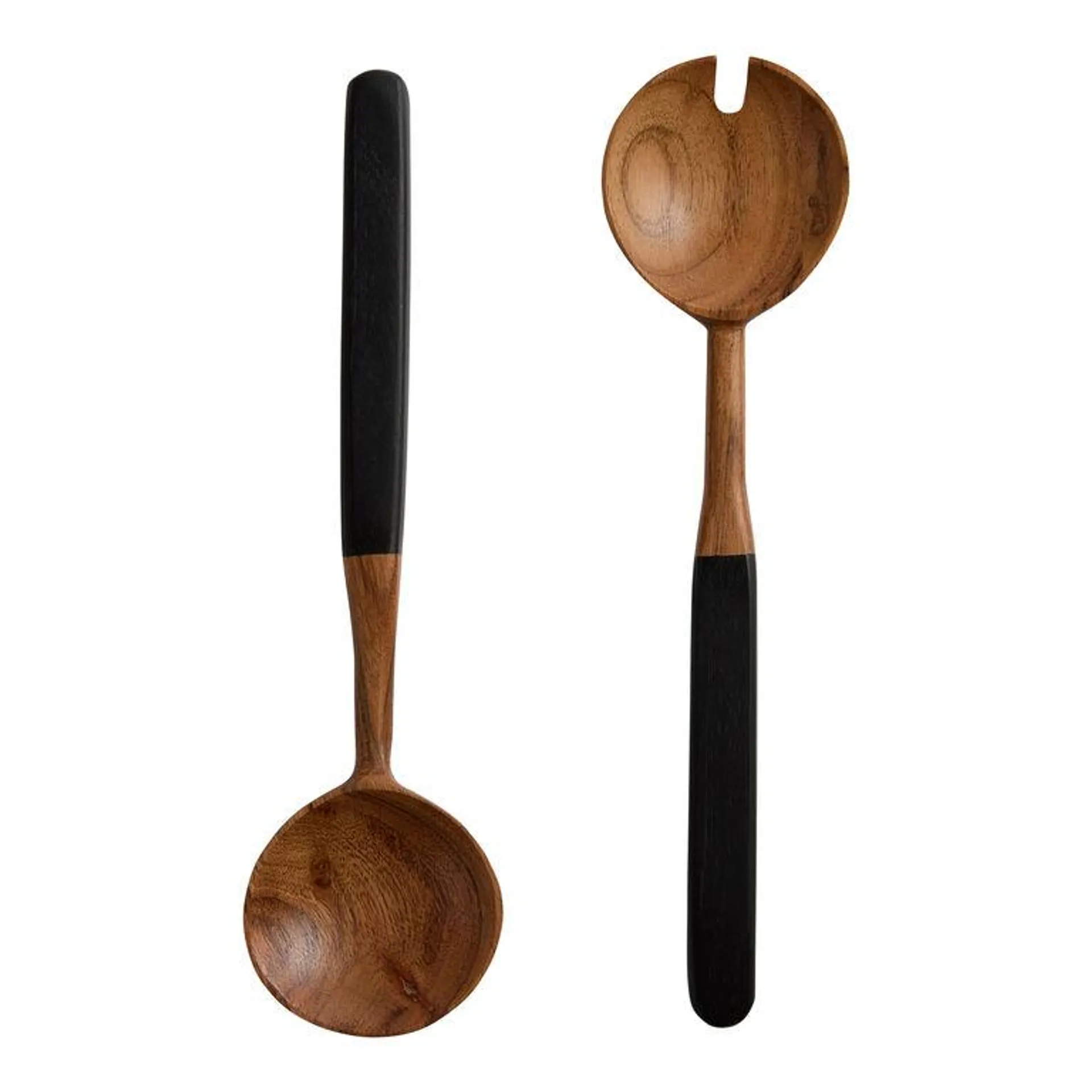 Neha Two Tone Acacia Wood Salad Servers 2 Piece Set