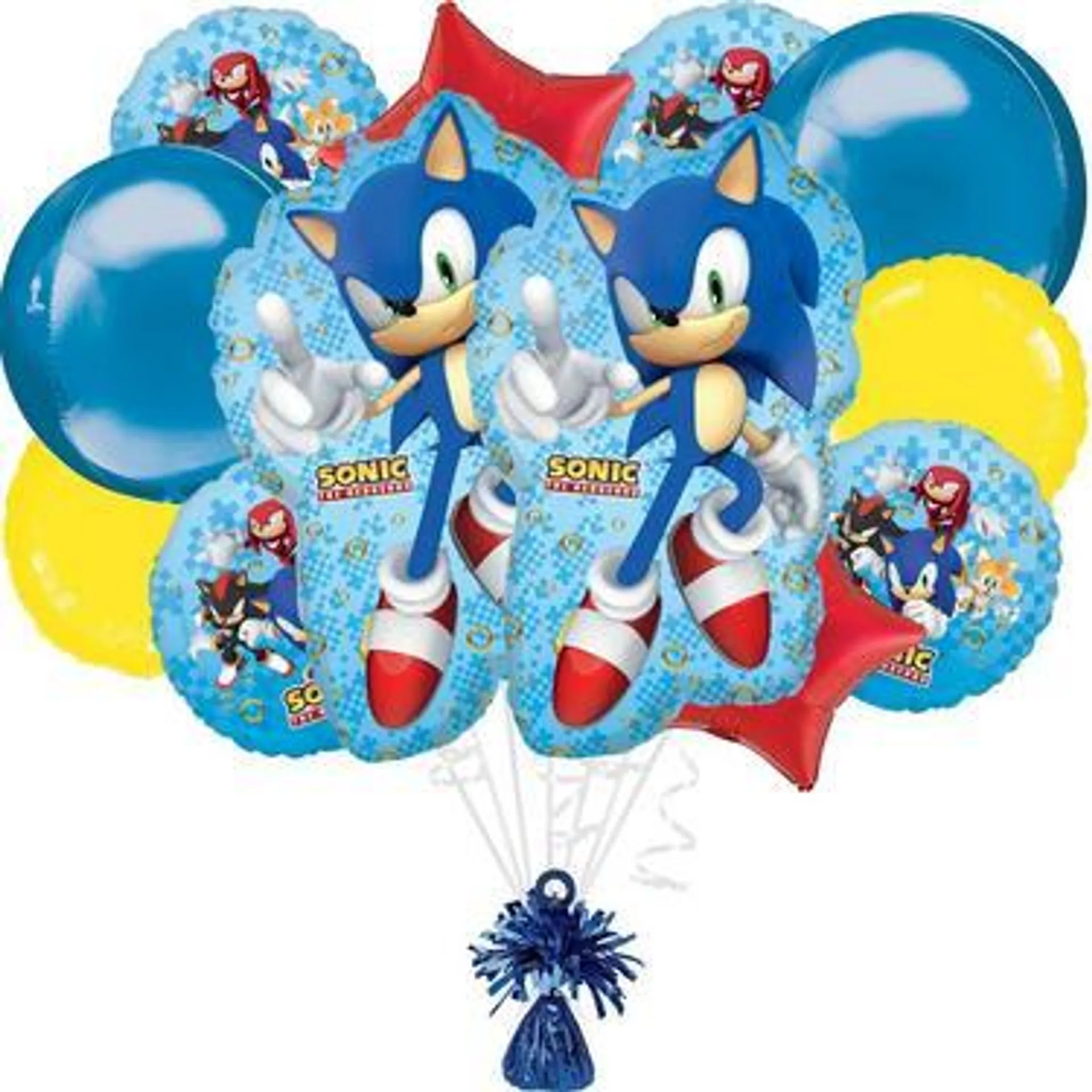 Premium Sonic the Hedgehog 2 Foil Balloon Bouquet with Balloon Weight, 13pc