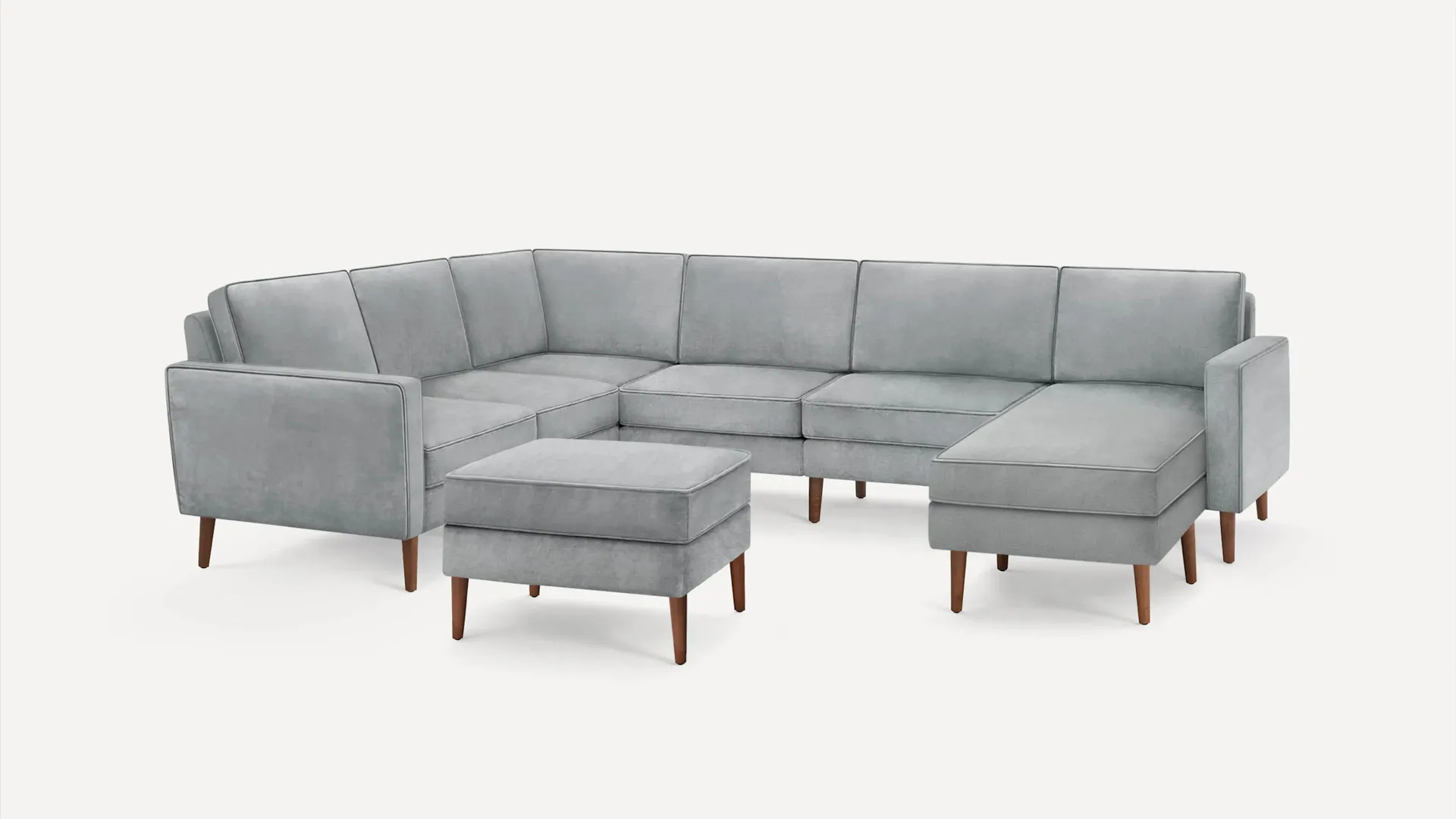 Nomad Velvet 6-Seat Corner Sectional with Chaise and Ottoman