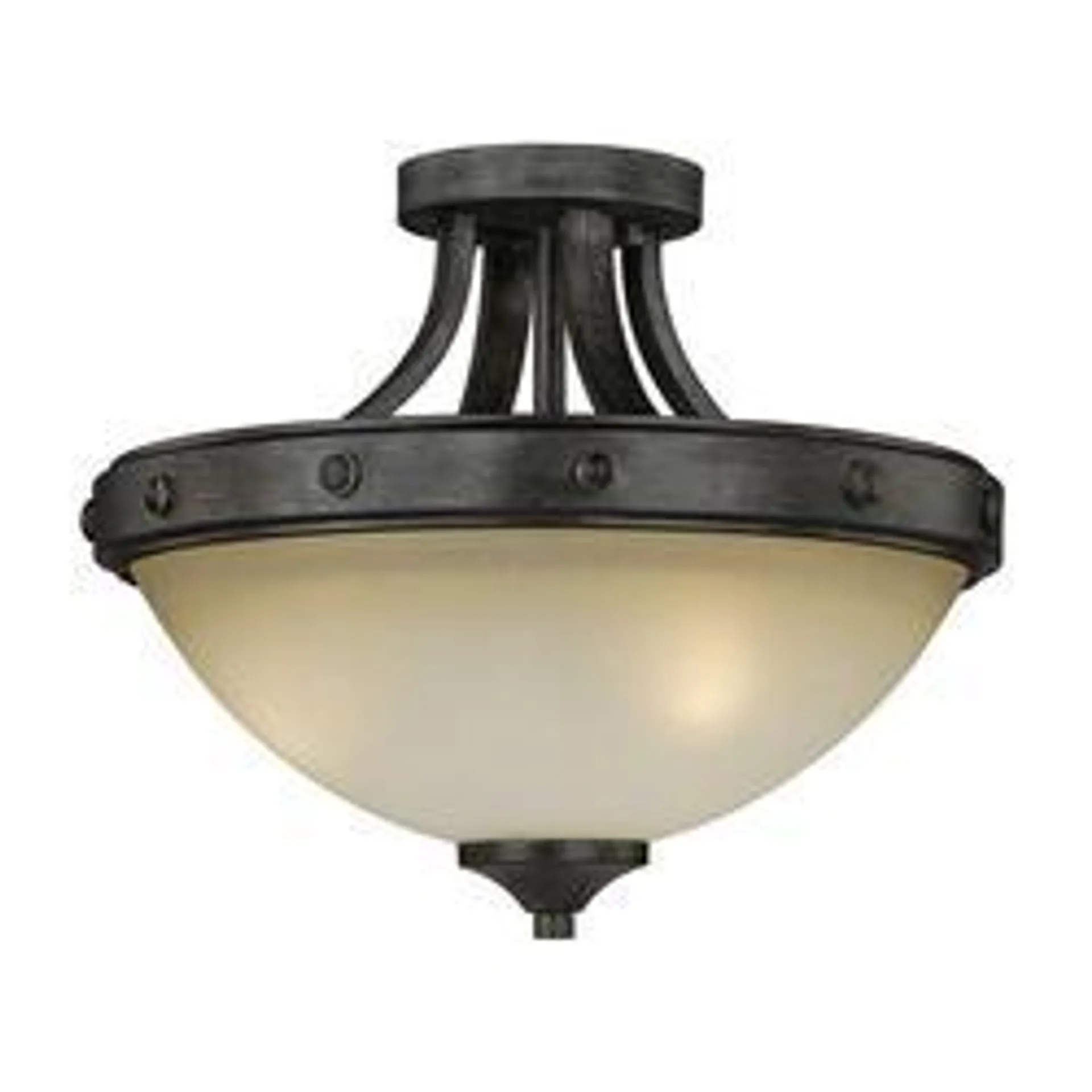 Patriot Lighting® Lancaster Black Walnut 2-Light Semi-Flush Mount Ceiling Light