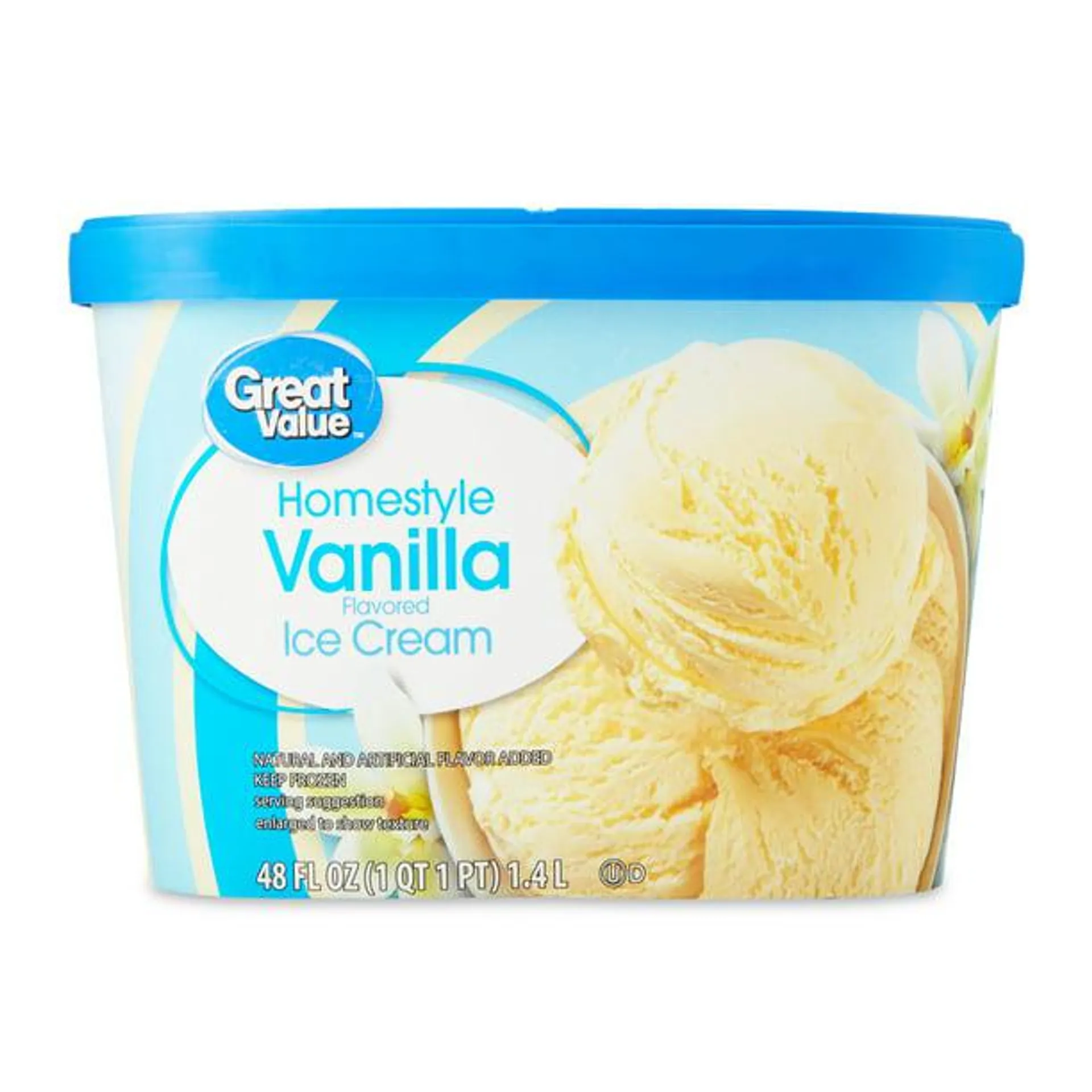 Great Value Homestyle Vanilla Flavored Ice Cream, 48 fl oz