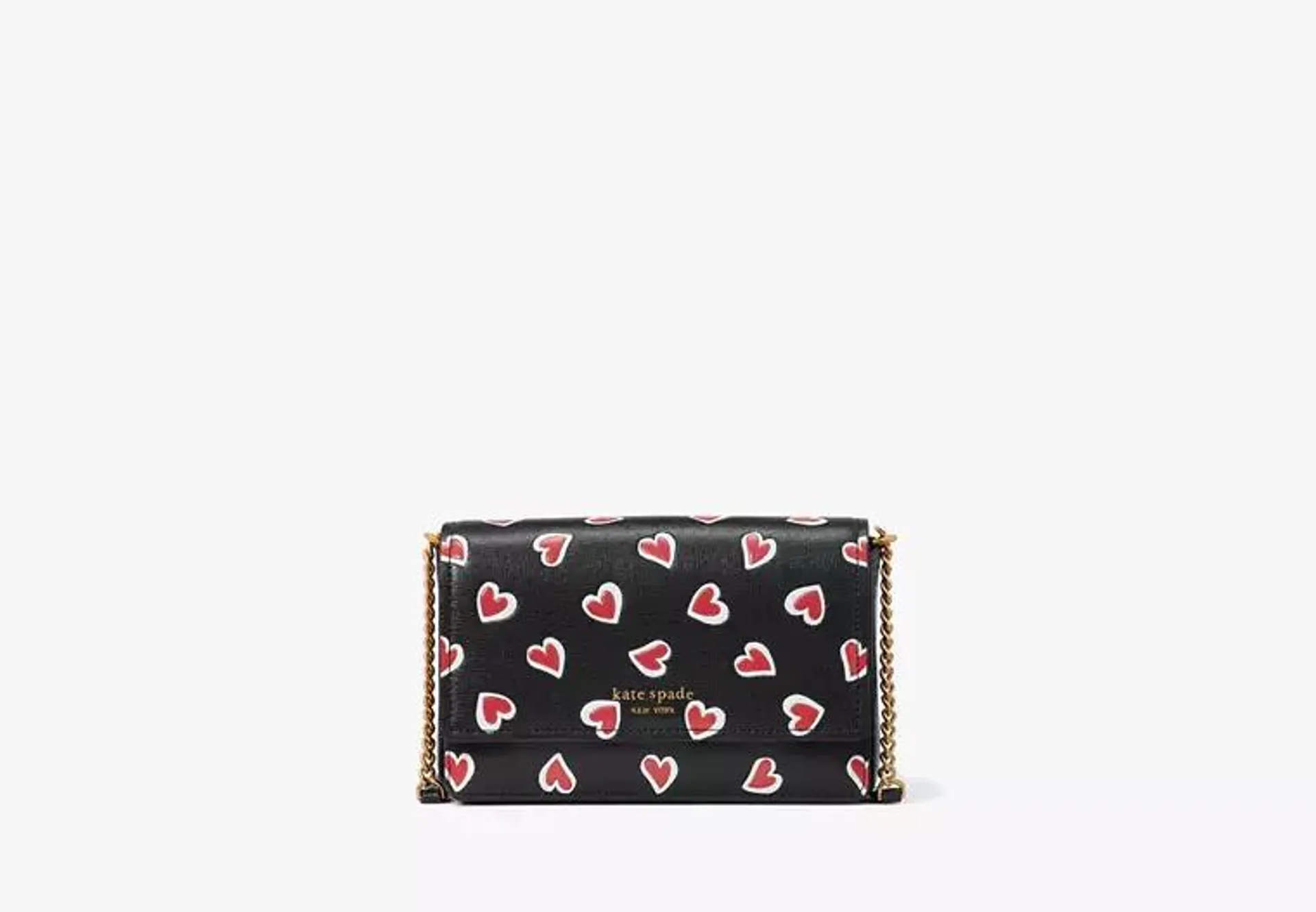 Morgan Stencil Hearts Flap Chain Wallet