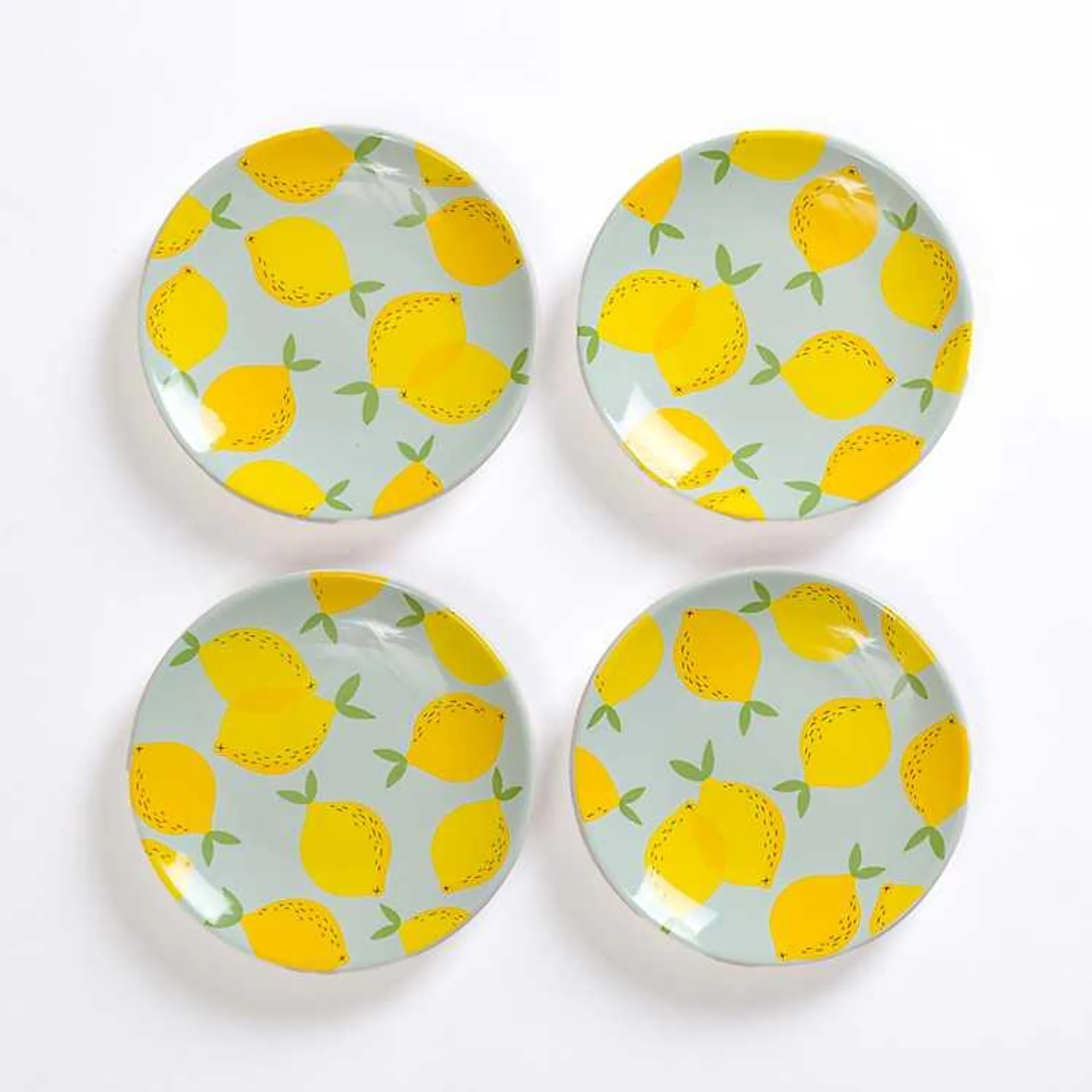 Light Blue Lemon Appetizer Plates, Set of 4