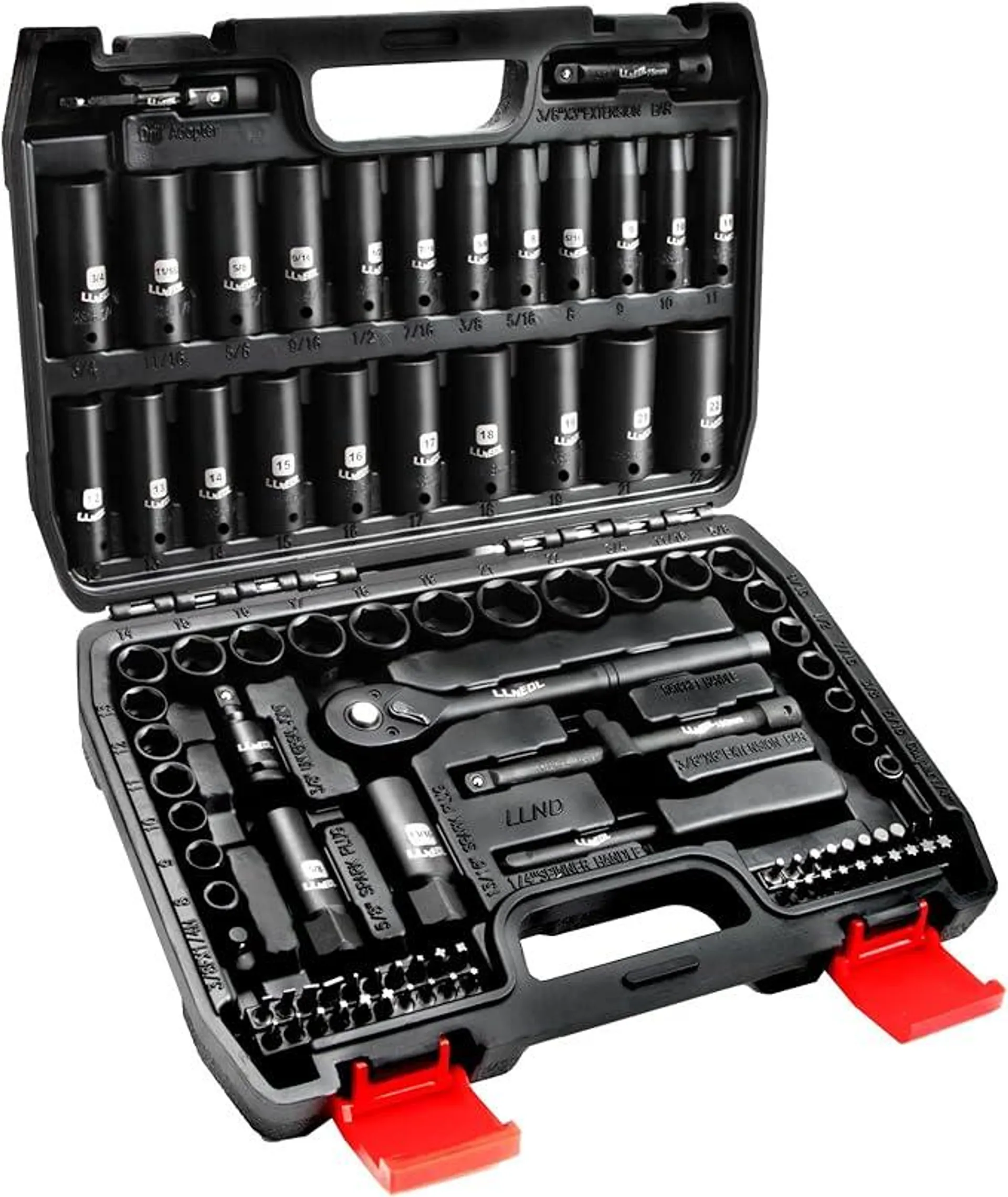 Impact Socket Set 3/8 Drive,95Pcs Deep&Shallow Socket Wrench Set,6 Point Metric&Standard Full |5/16"-3/4",8-22mm| with Spark Plug Socket,72T Ratchet Handle, Screwdriver Set for Automotive&Home