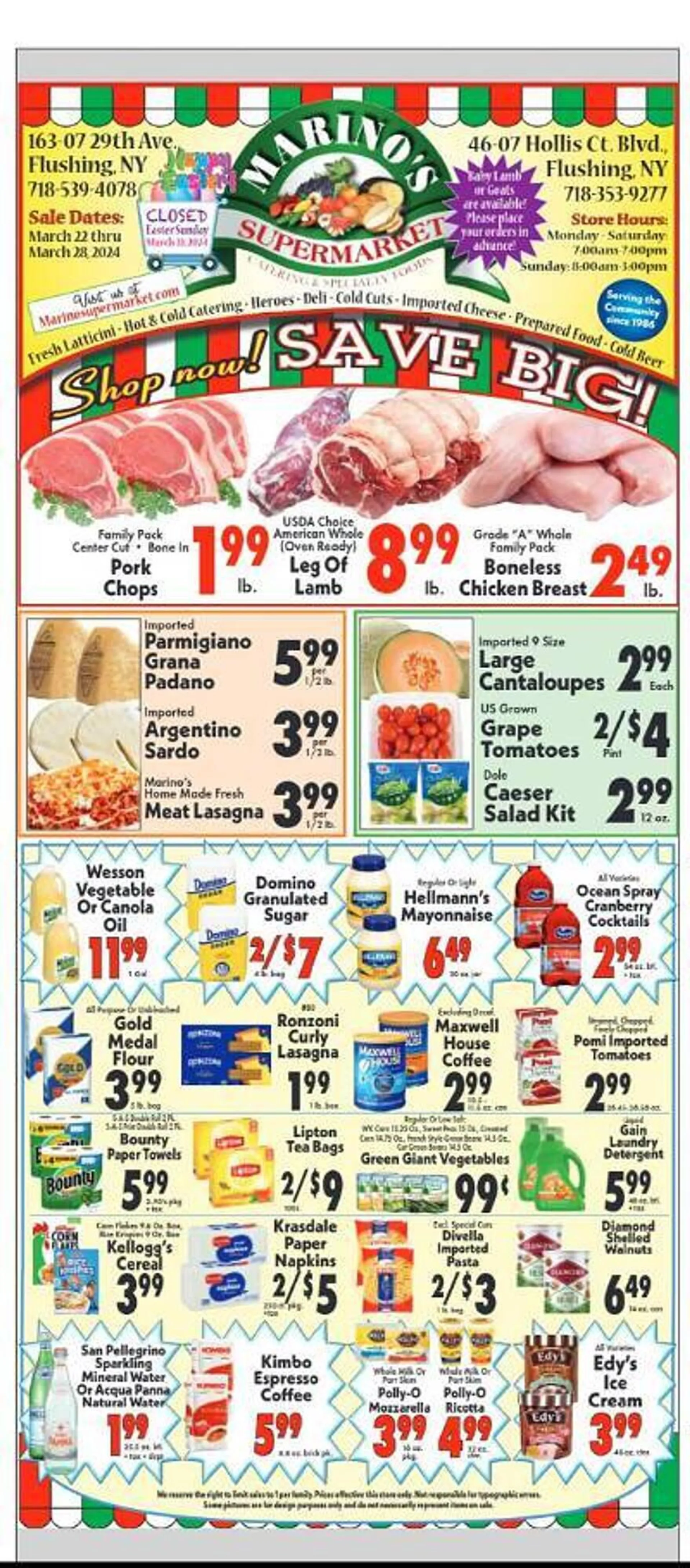 Weekly ad Marino's Supermarket Weekly Ad from March 22 to March 28 2024 - Page 1