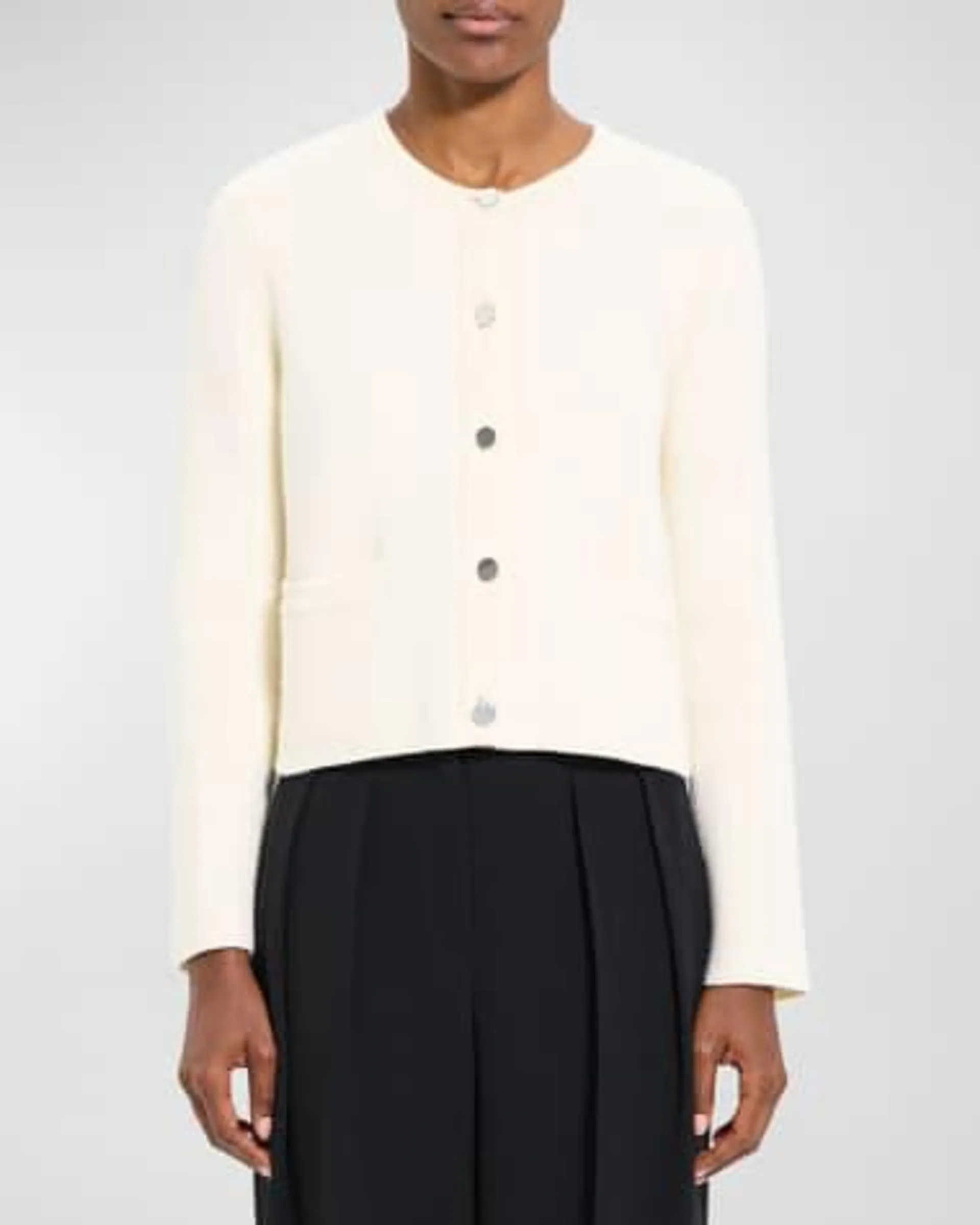 Short Cashmere and Wool Knit Jacket