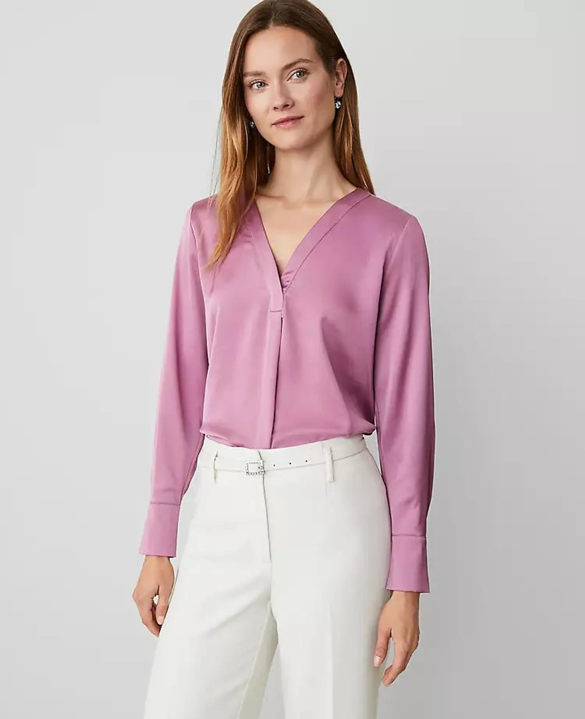 Shine Woven Pleat Front Top