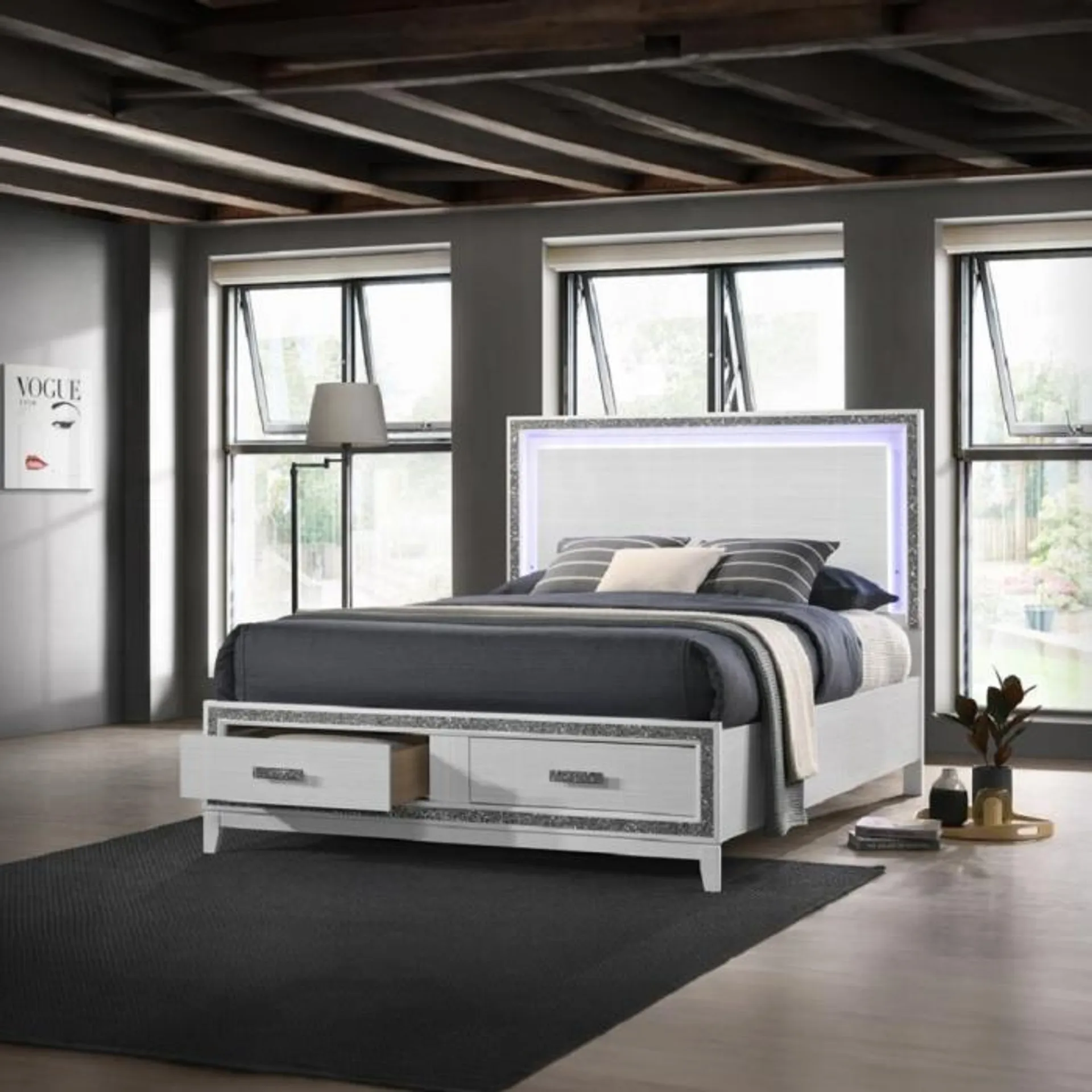 Haiden Queen Bed W/Led & Storage