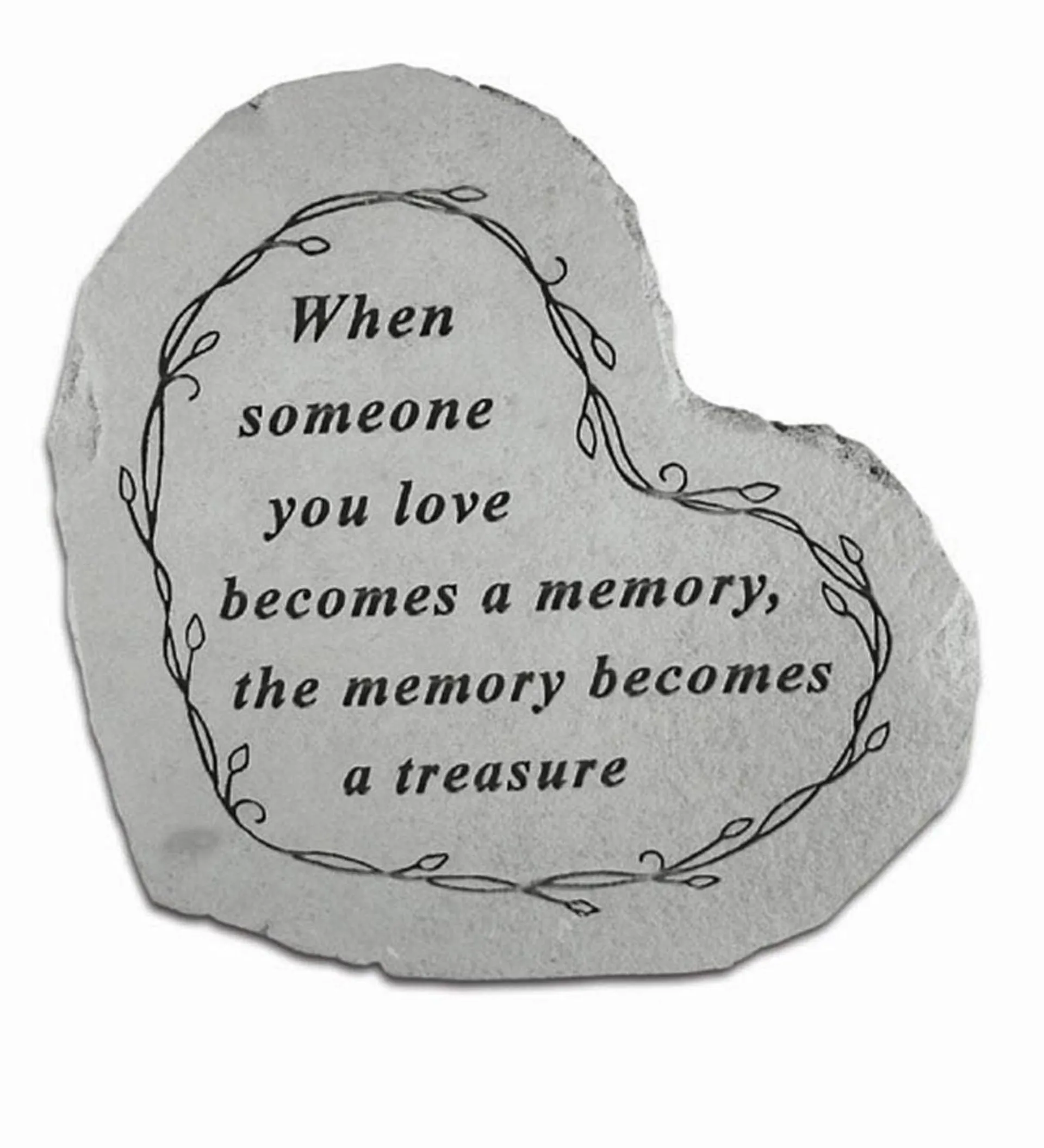 USA-Made Cast Stone Heart Memorial Indoor/Outdoor Plaque