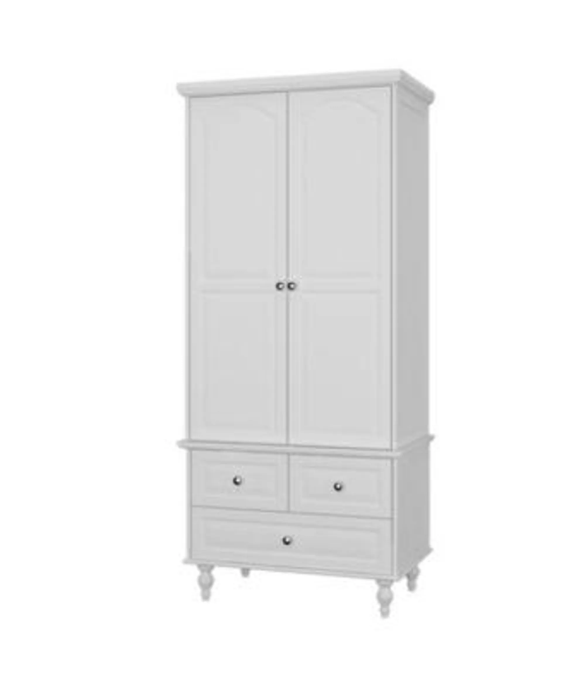 White Wood 2-Door Armoires with Hanging Rod,3-Drawers,Adjustable Shelves