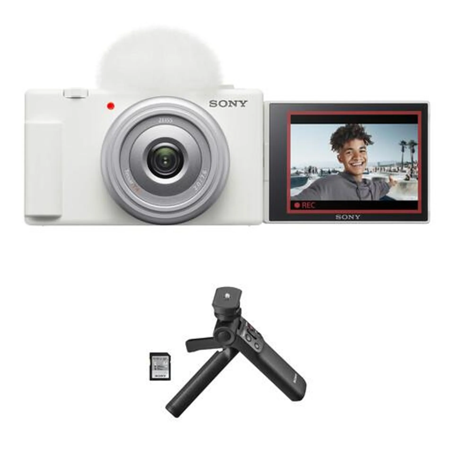 Sony ZV-1F Vlogging Camera with Vlogger Accessory Kit (White)