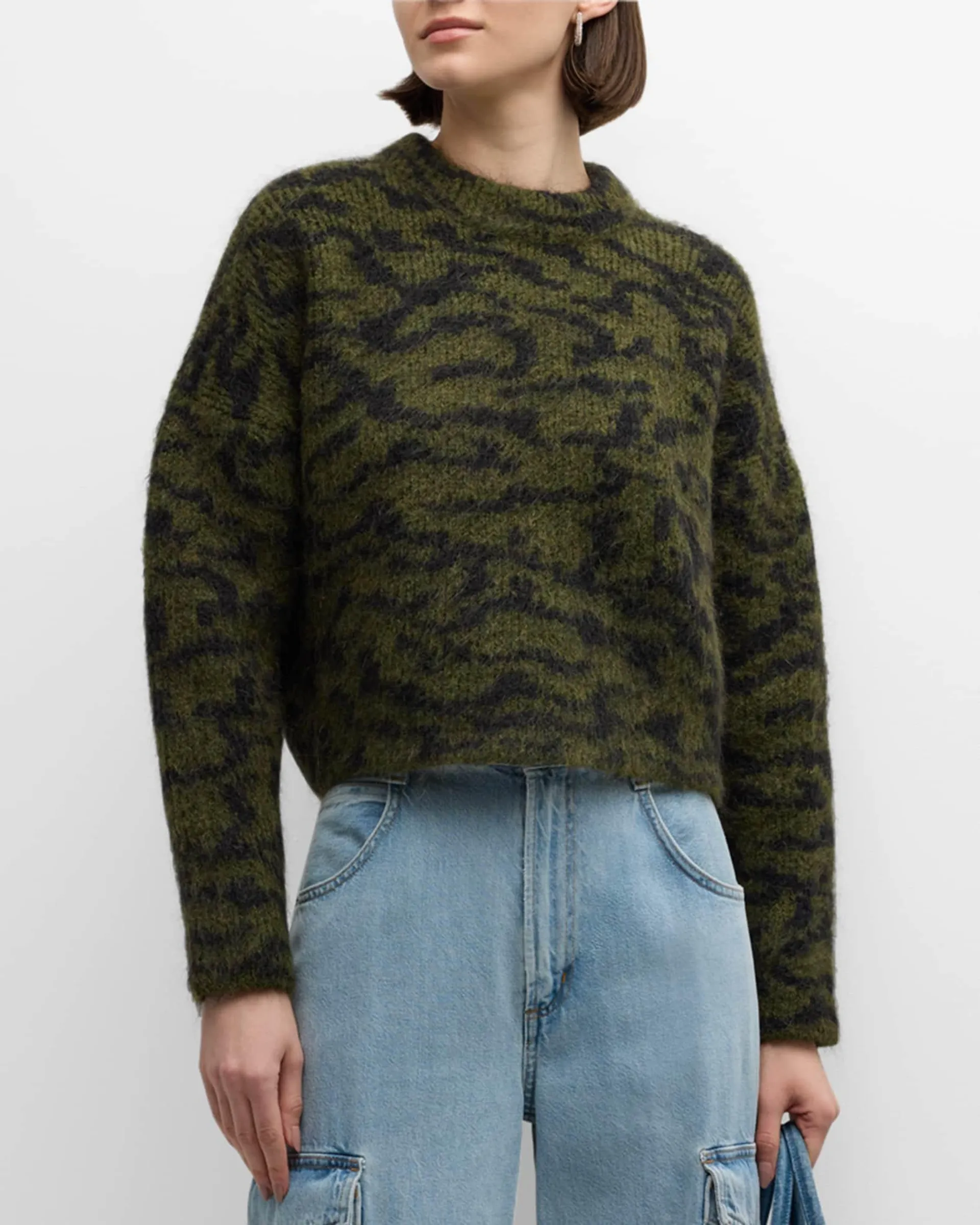 Abstract Jacquard Crewneck Sweater