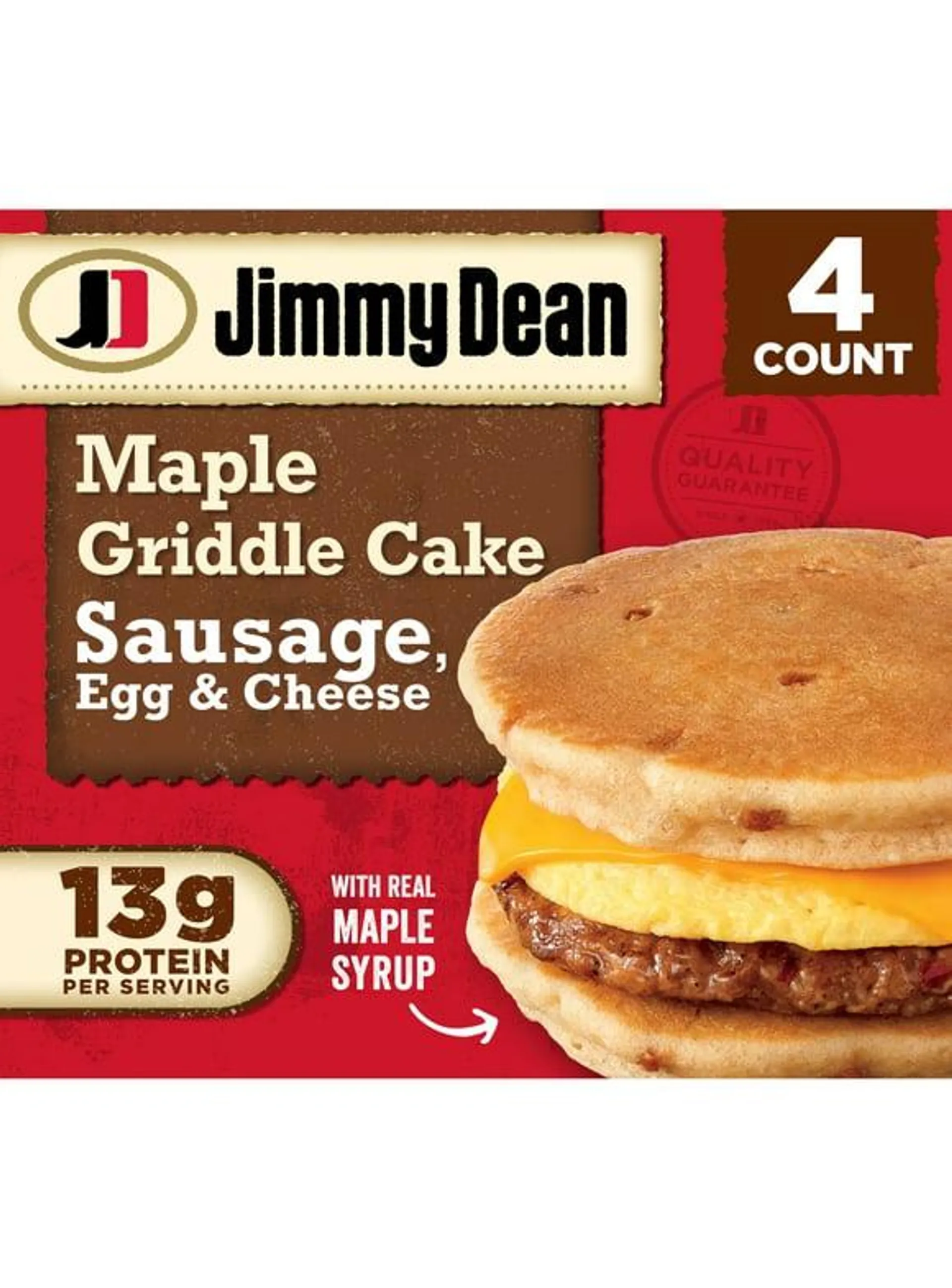 Jimmy Dean, Egg and Cheese Maple Griddle Cake Sandwich, 18.8 oz, 4 Count, (Frozen)