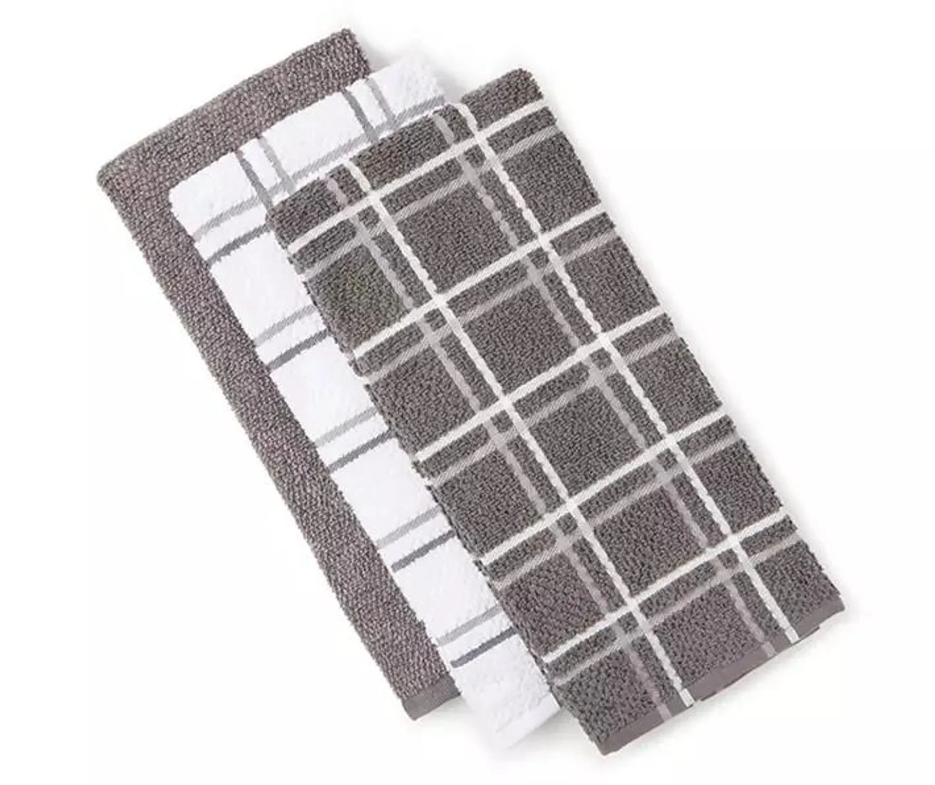 Gray Plaid 3-Piece Kitchen Towel Set