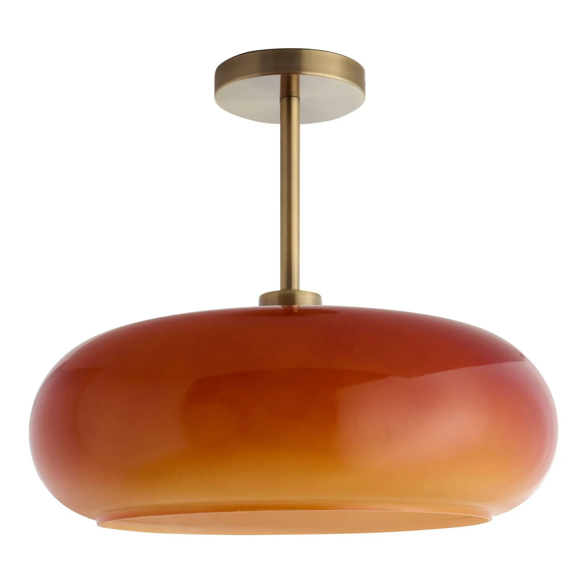 Round Milky Amber Glass Semi Flush Mount Ceiling Light