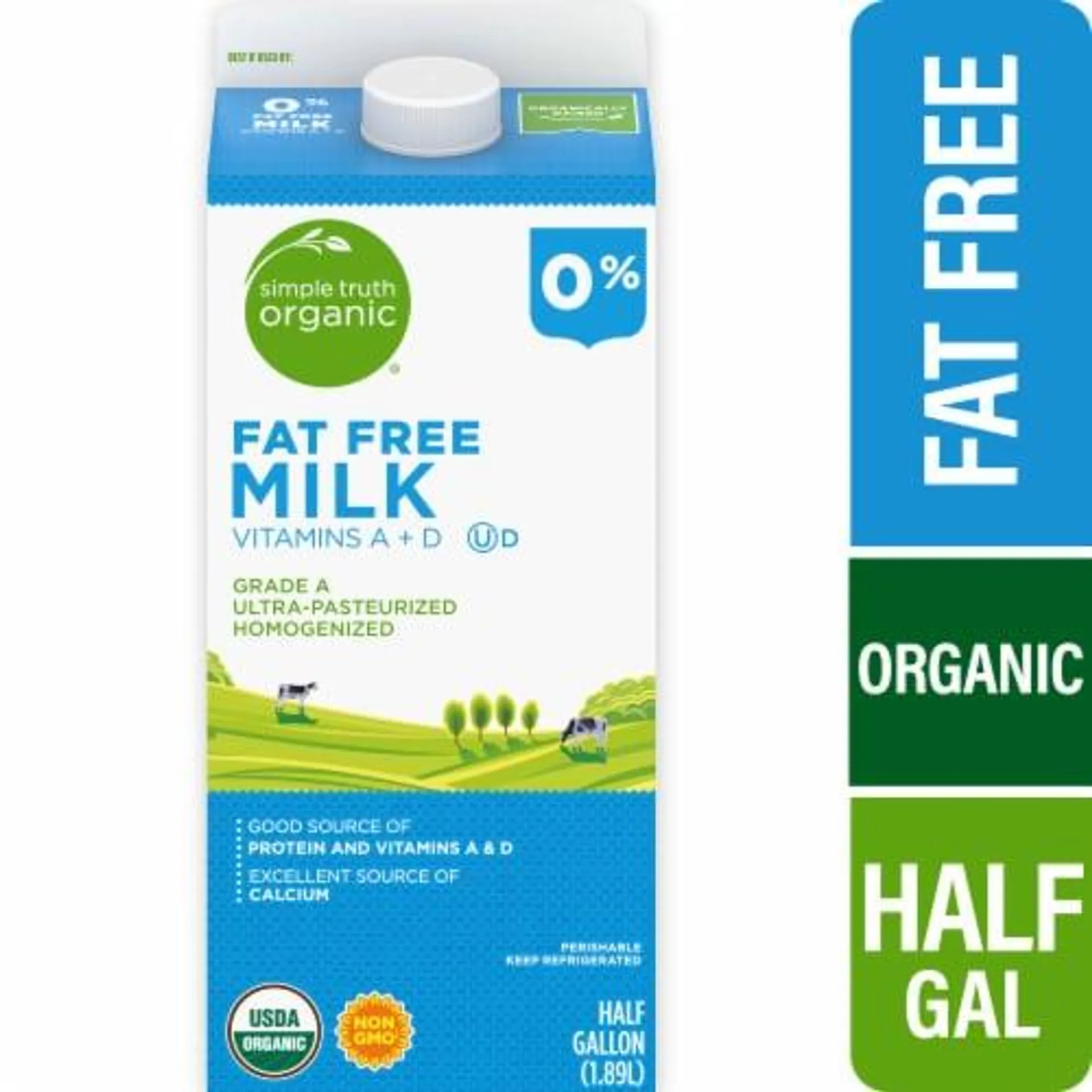 Simple Truth Organic® Fat Free Milk Half Gallon