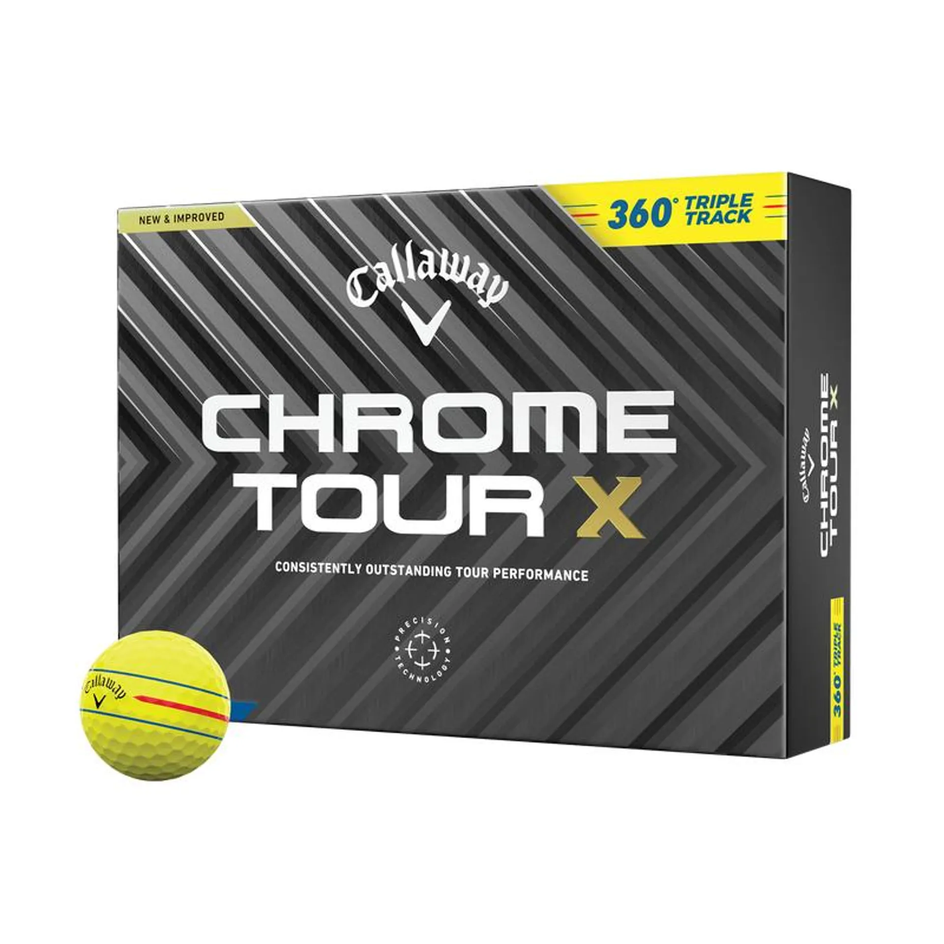Chrome Tour X 360 Triple Track Yellow Golf Balls