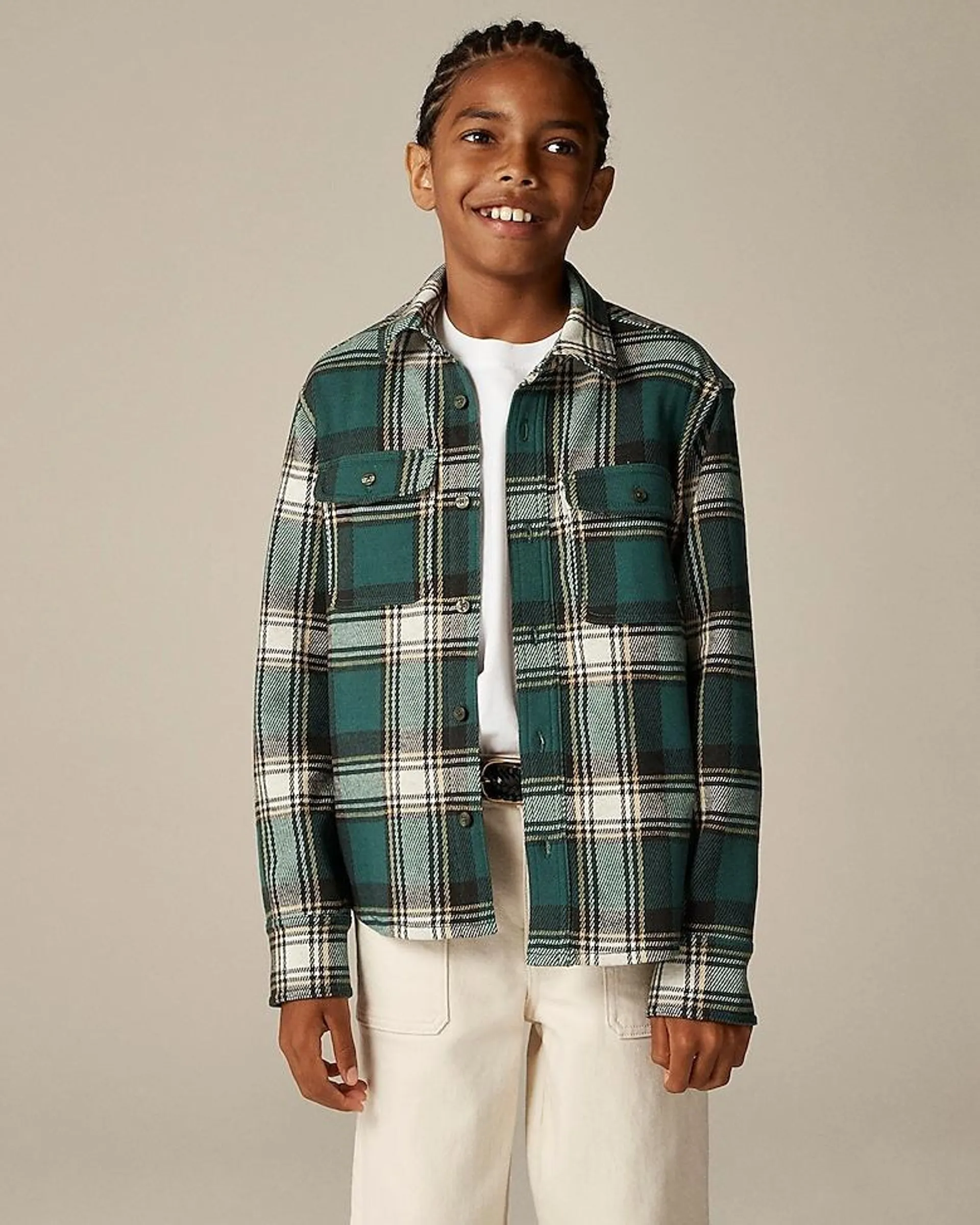 Kids' long-sleeve Seaboard soft-knit shirt in plaid