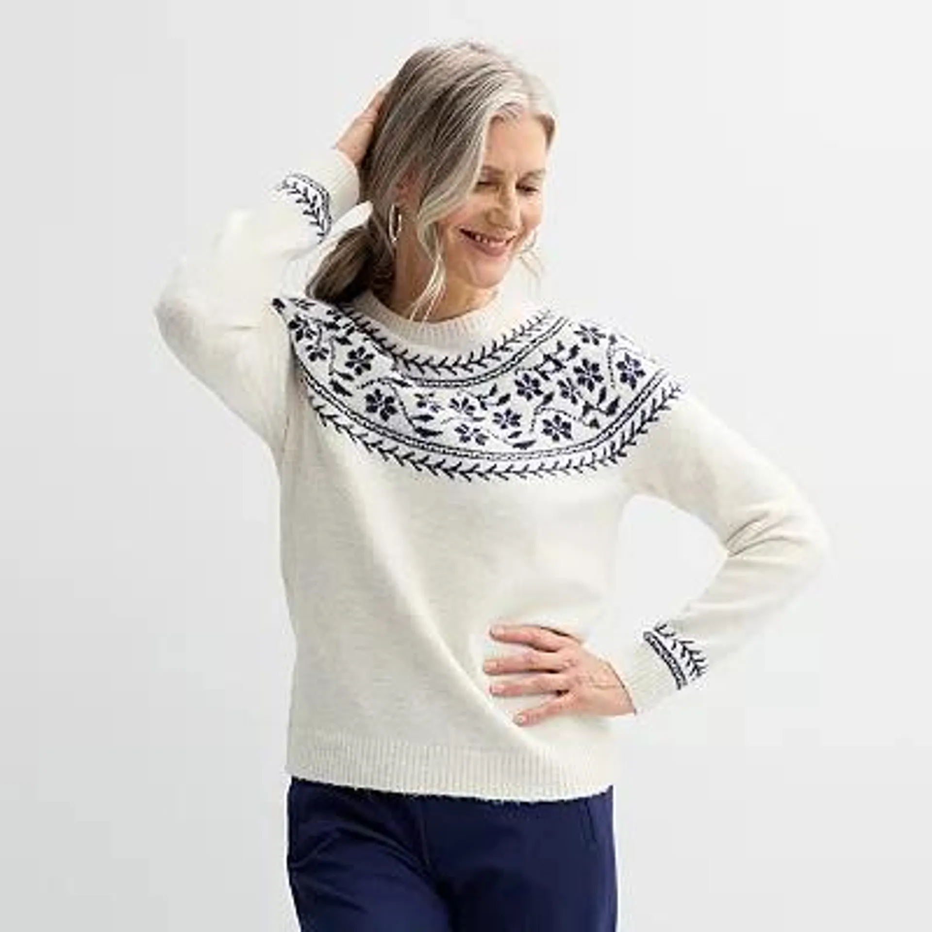 Women's Croft & Barrow® Fair Isle Ringer Pullover Sweater