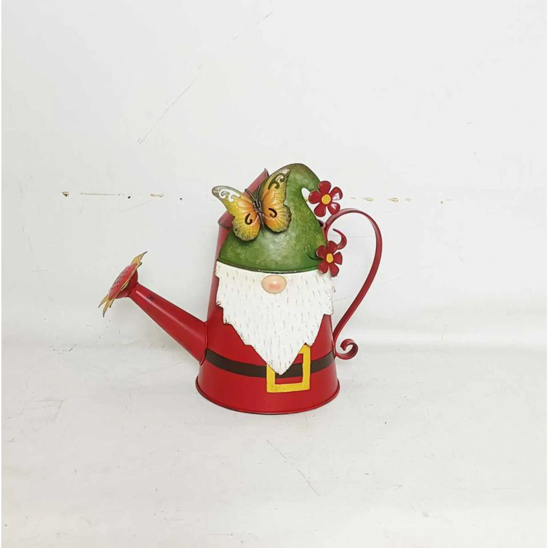 Backyard Expressions Red Metal Gnome Watering Can, 15"