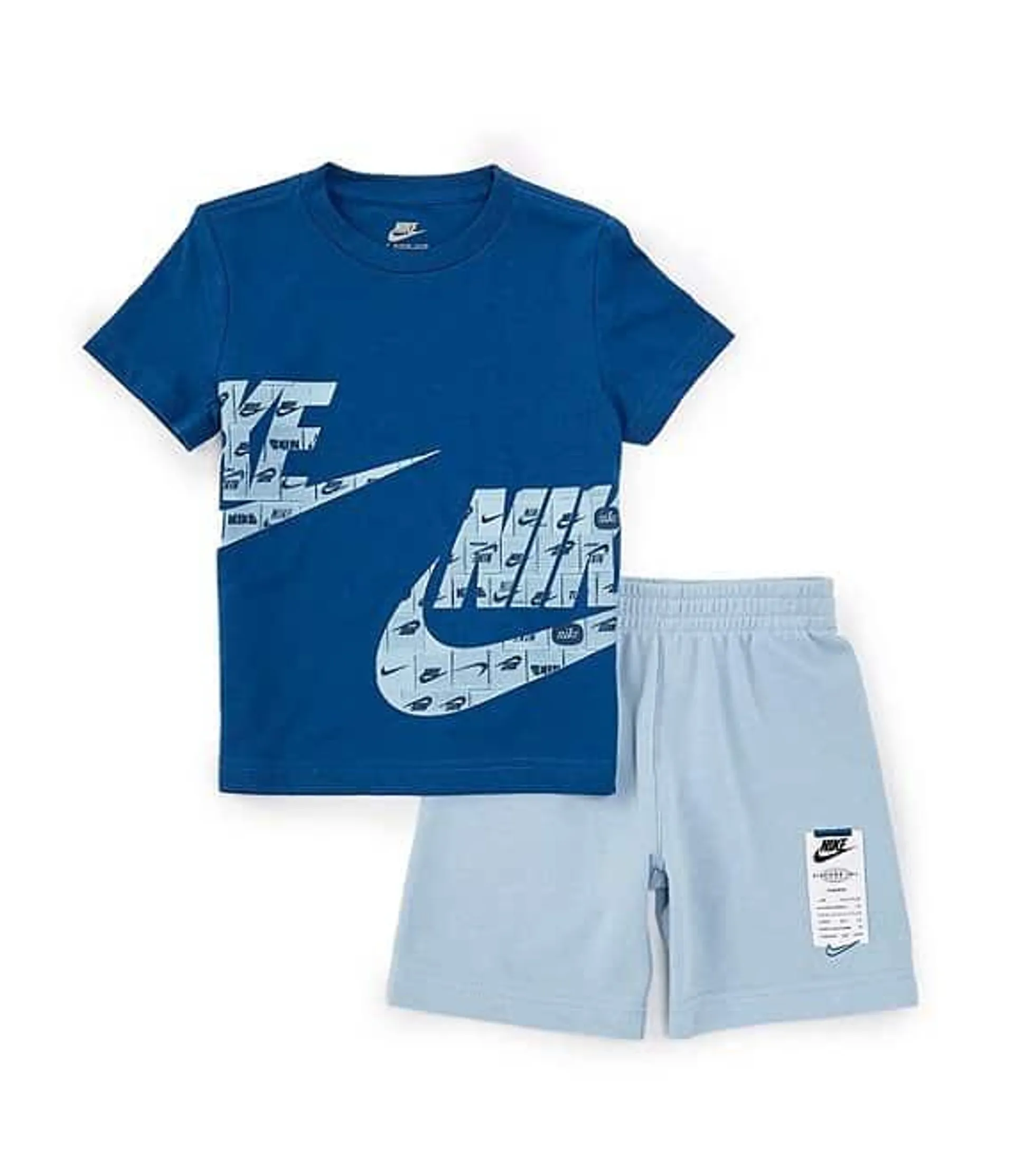 Little Boys 2T-7 Short Sleeve Wraparound-Logo T-Shirt & Solid Logo-Label Shorts Set